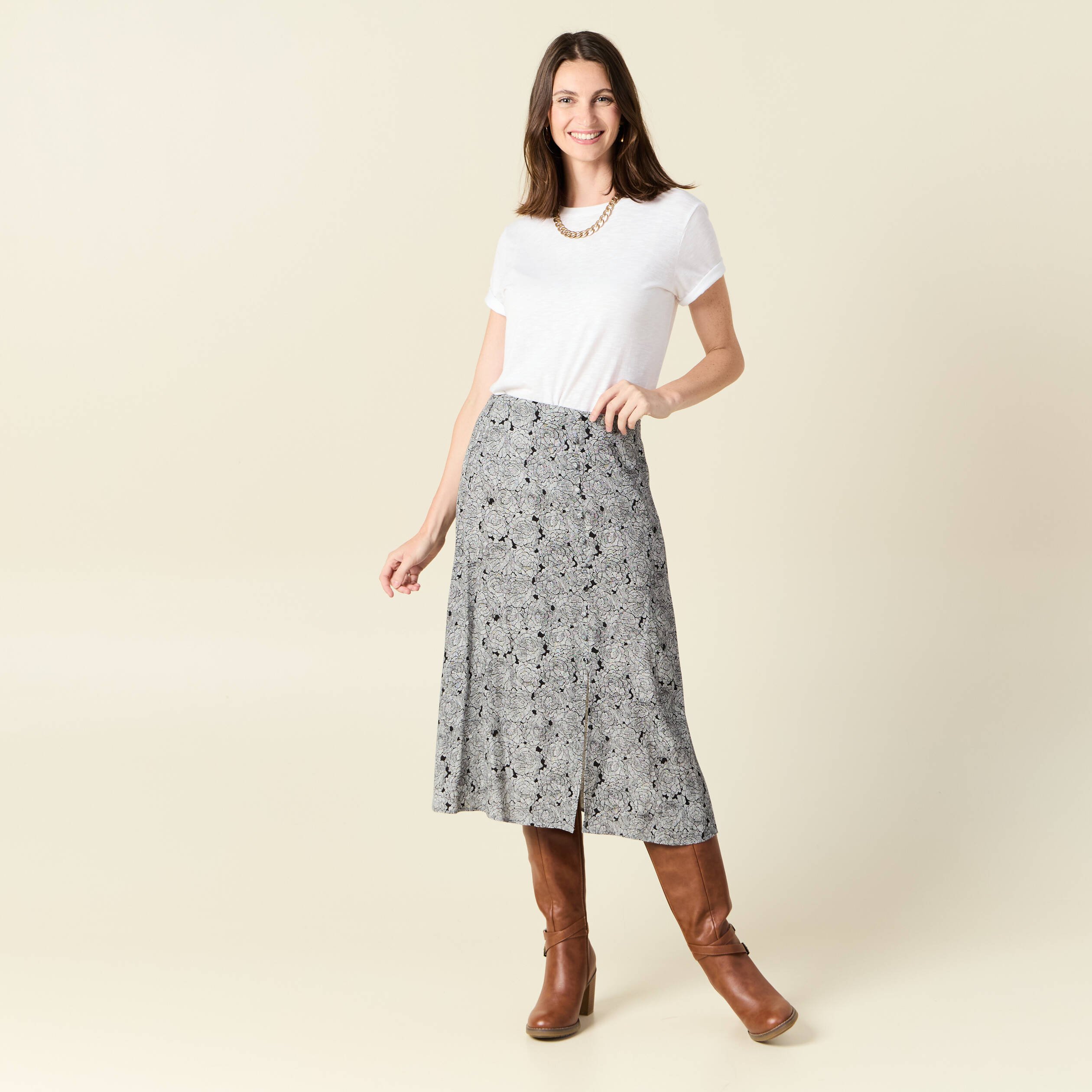 jupe midi droite fendue noir femme Jupe midi droite fendue noir femme