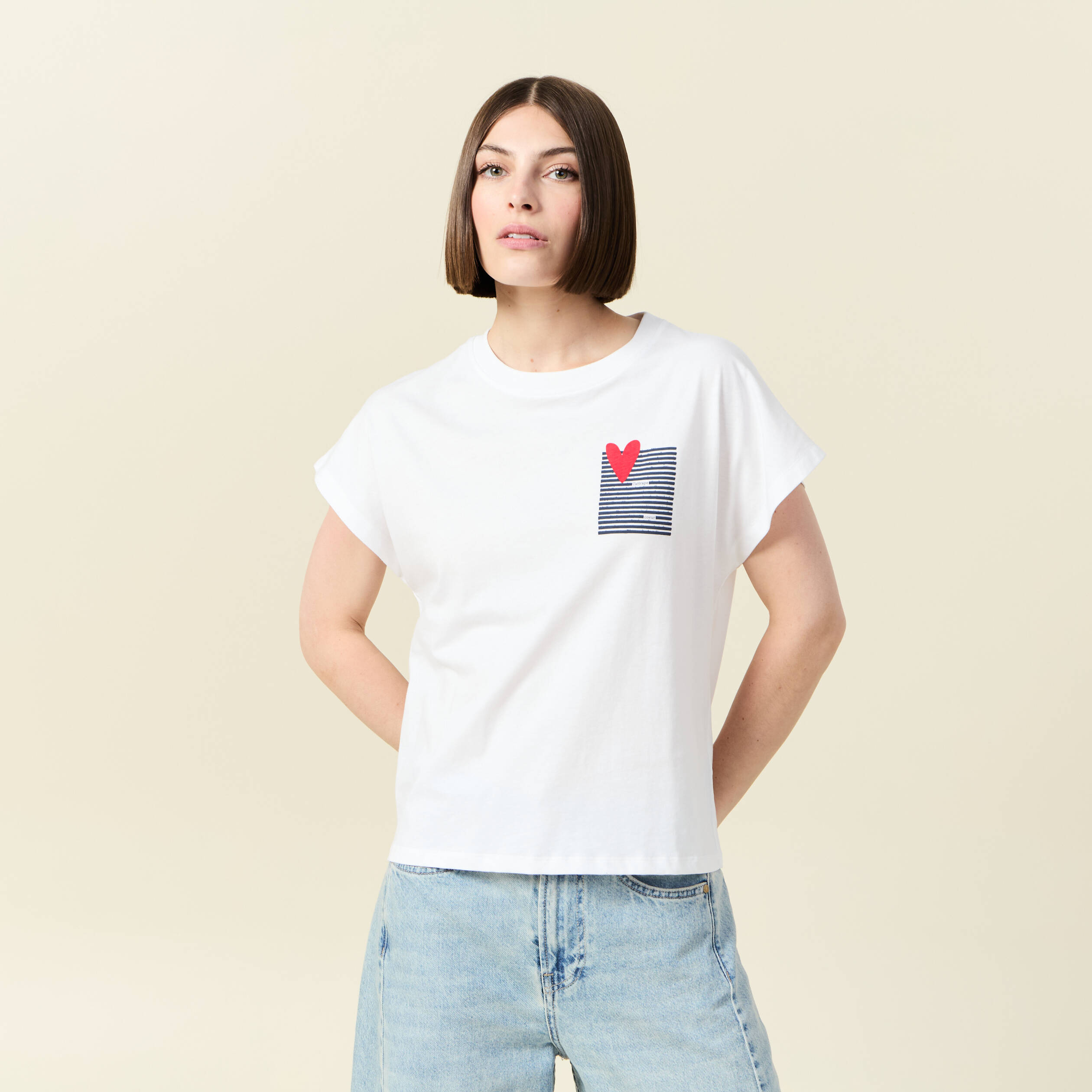 T-shirt manches courtes blanc femme