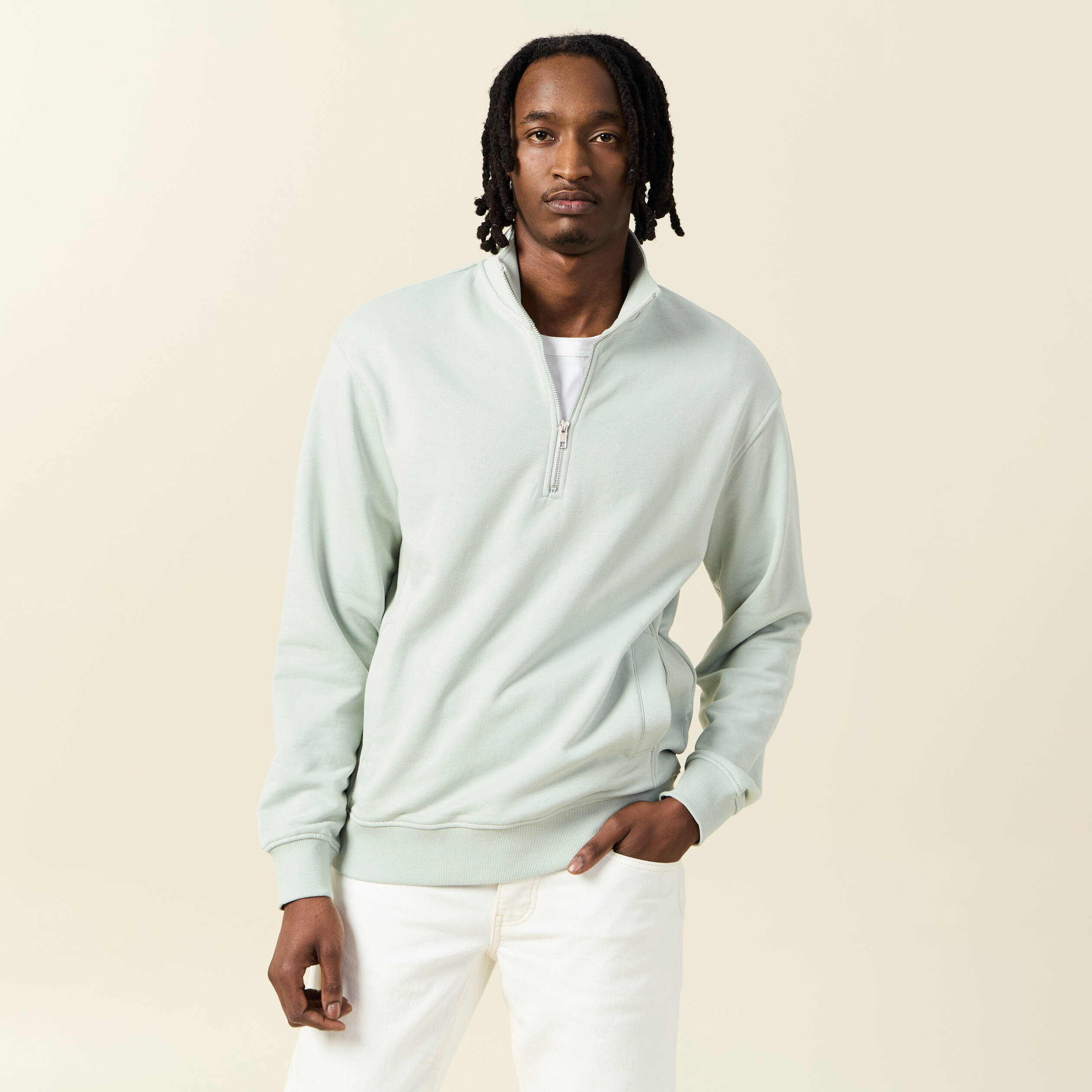sweat col camionneur vert clair homme Sweat col camionneur vert clair homme