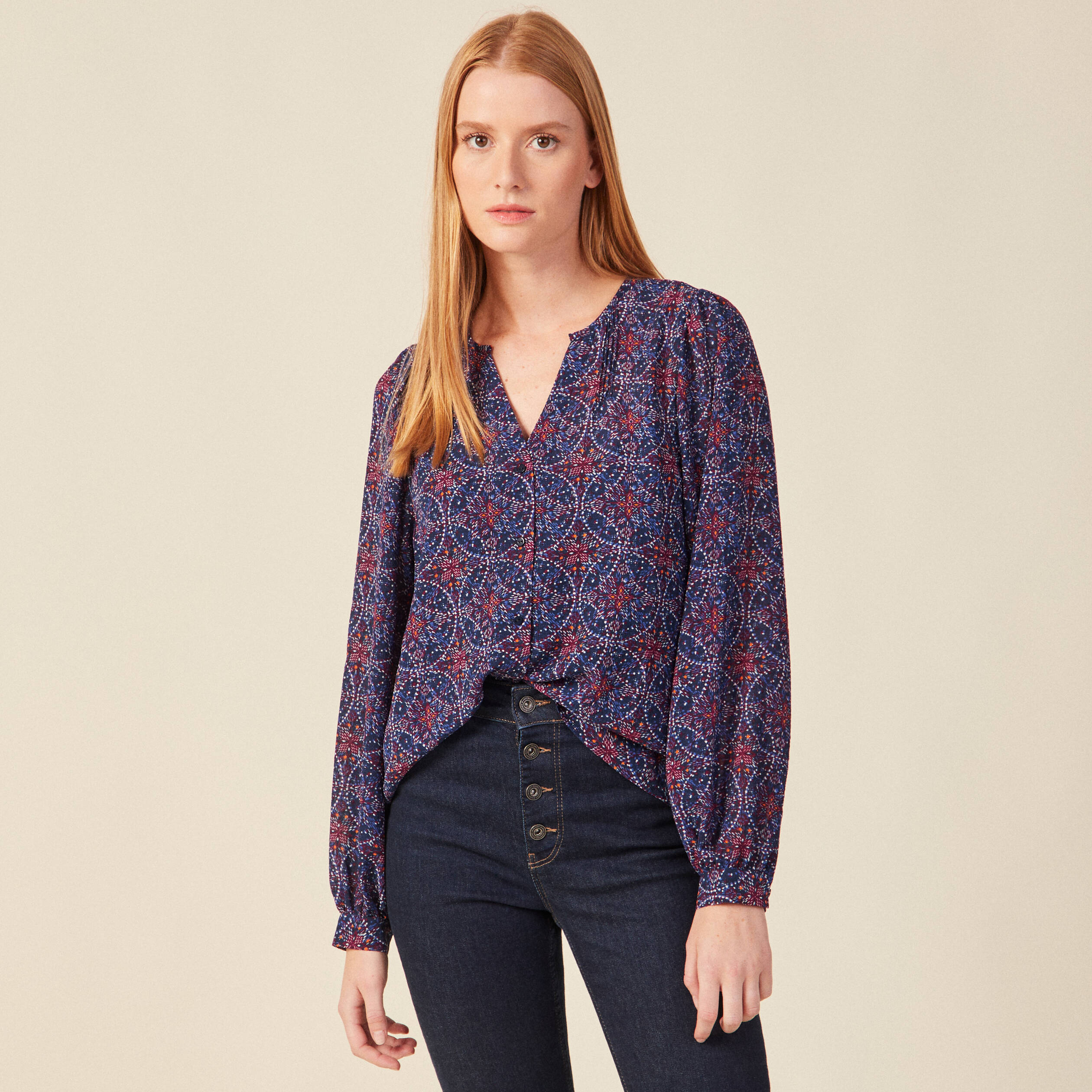 Blouse eco responsable bleu marine femme Bonobo