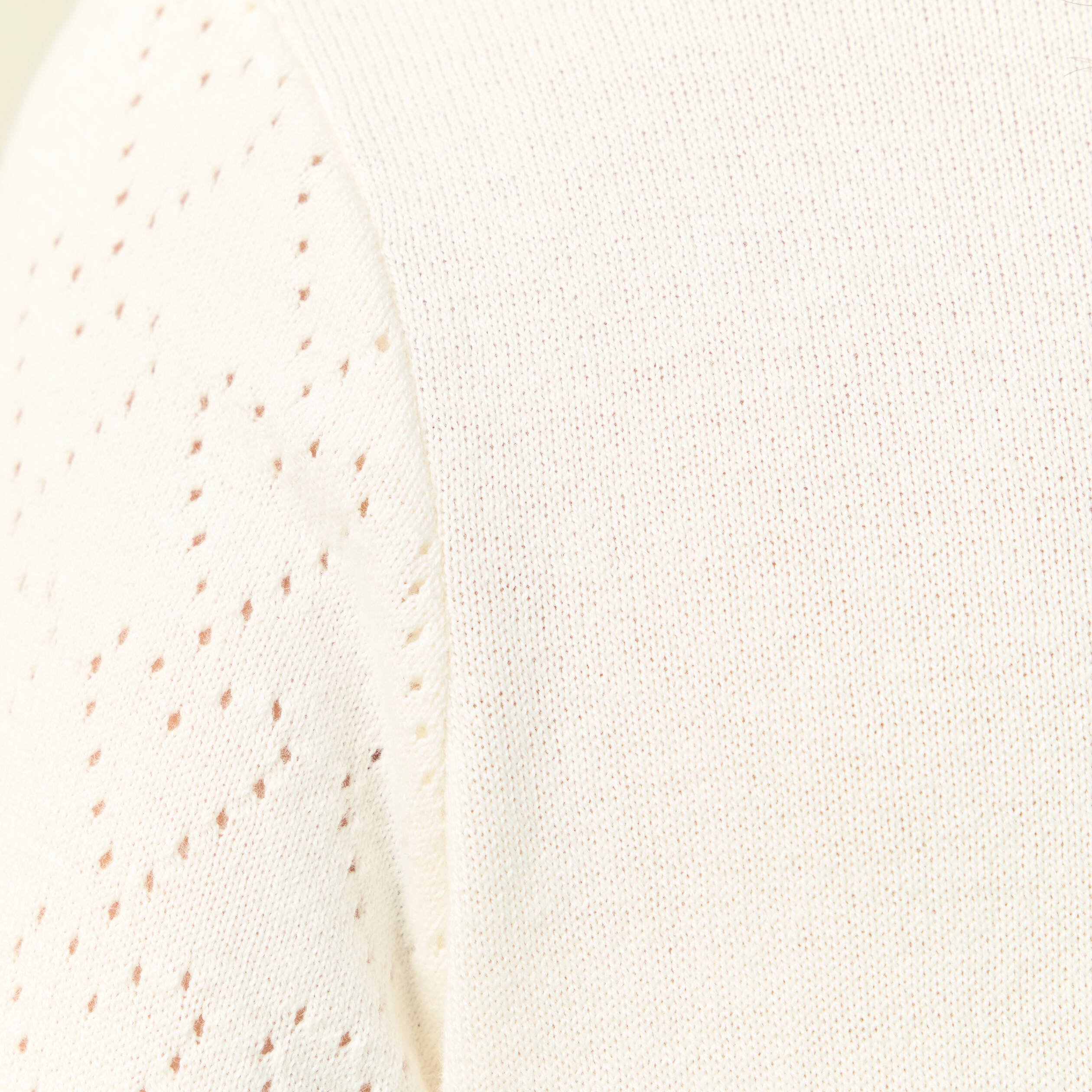 Pull ajouré manches longues en coton ecru femme