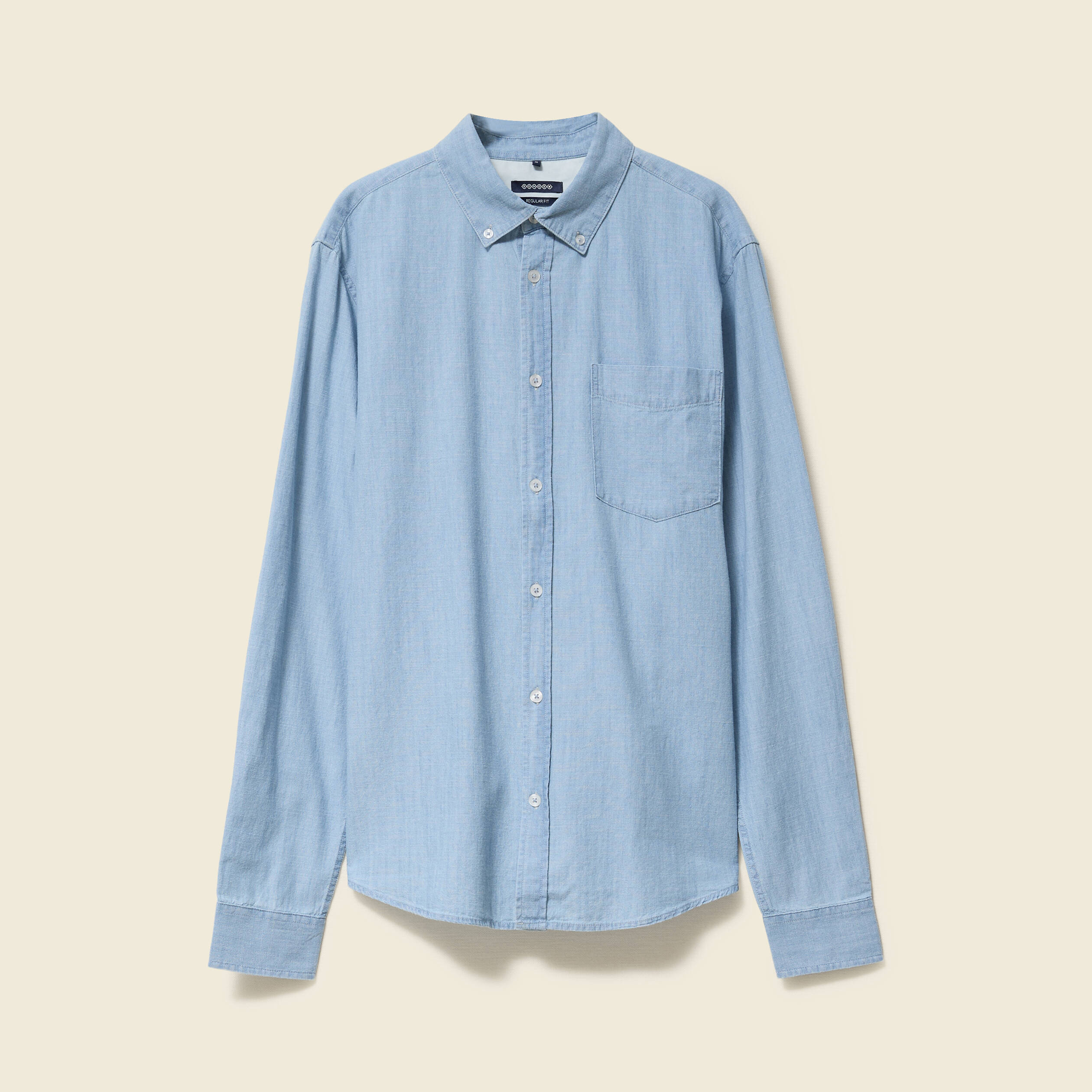 Chemise col classique manches longues bleu clair homme