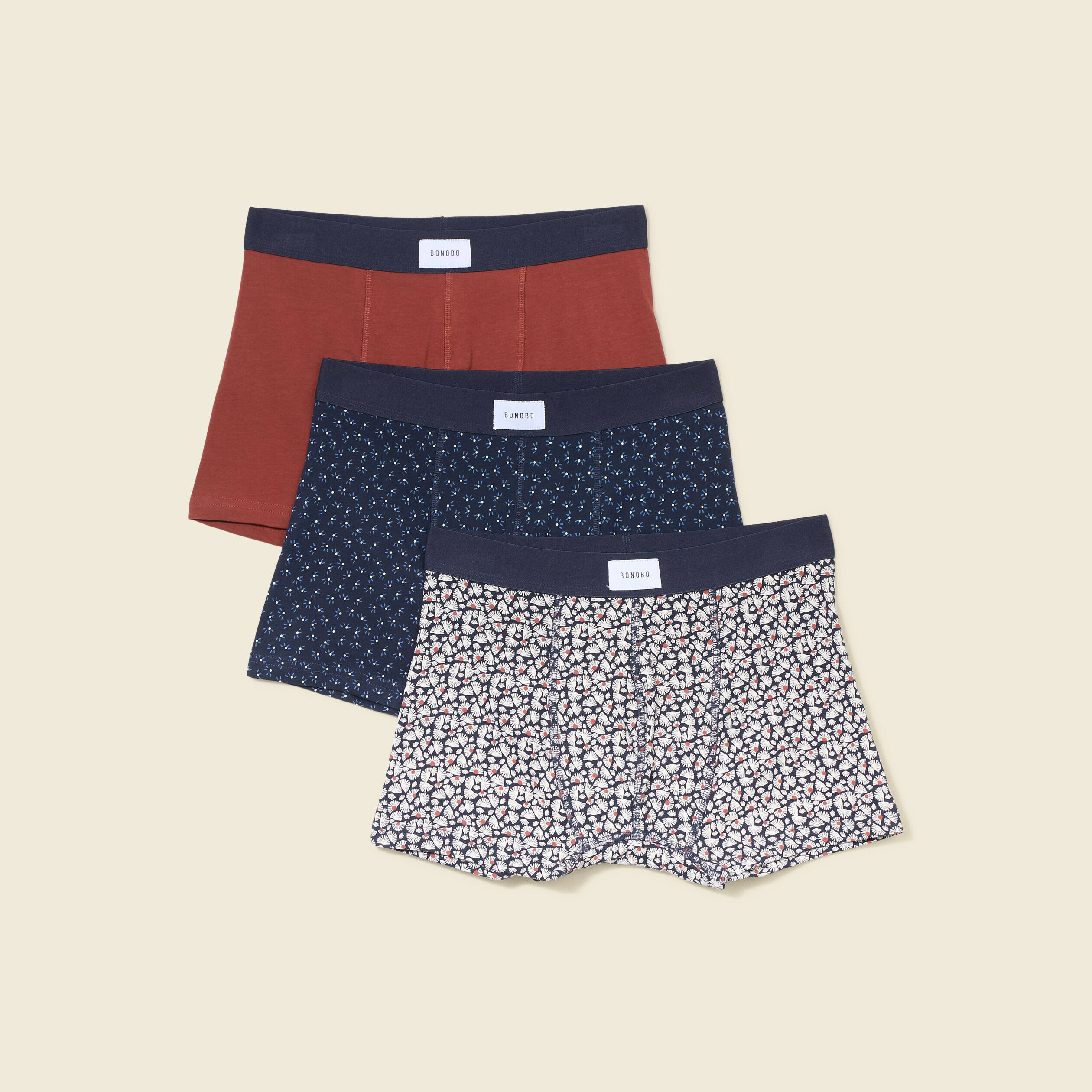 lot 3 boxers marron cognac homme Lot 3 boxers marron cognac homme
