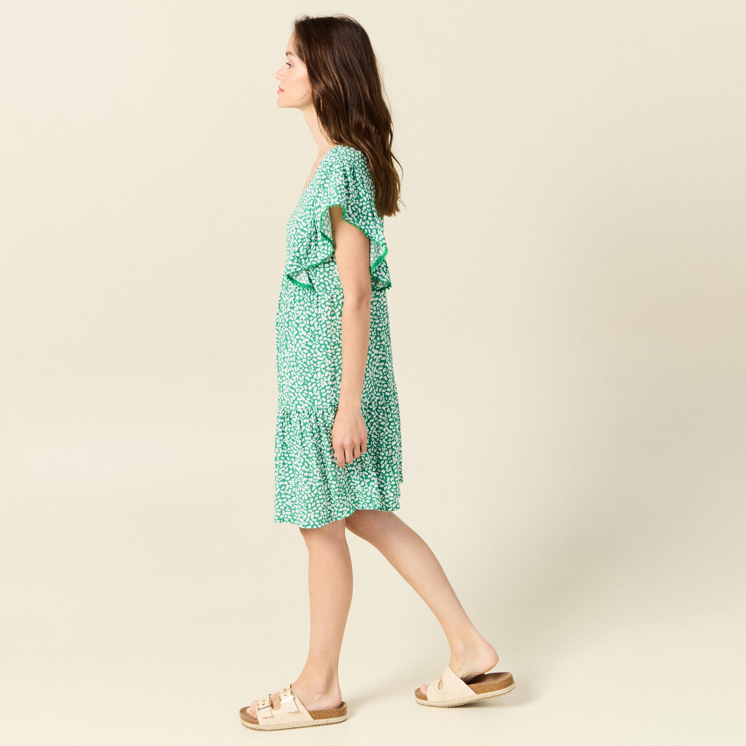 robe evasee dos en v vert femme Robe évasée dos en V vert femme
