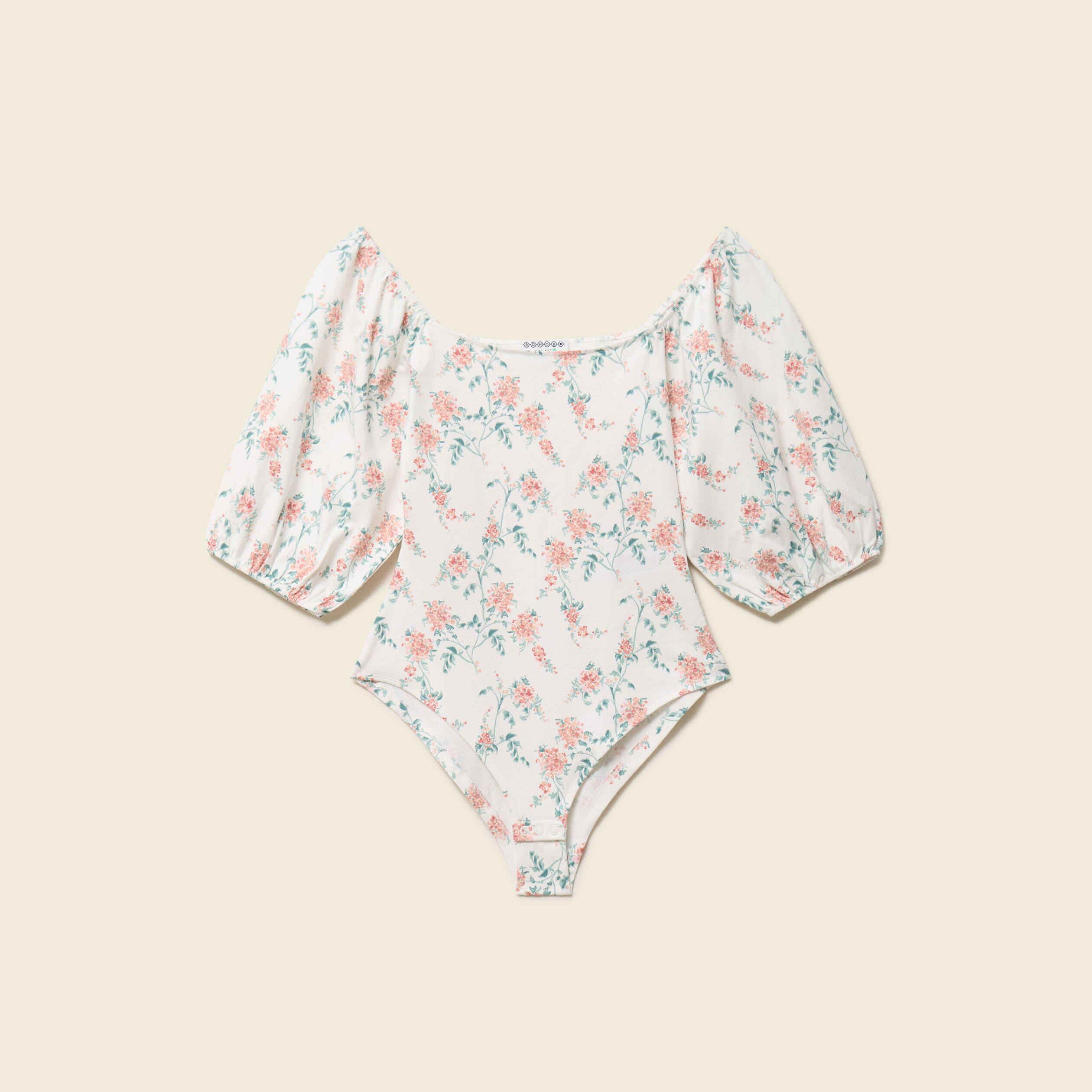 Body col bateau manches bouffantes blanc femme