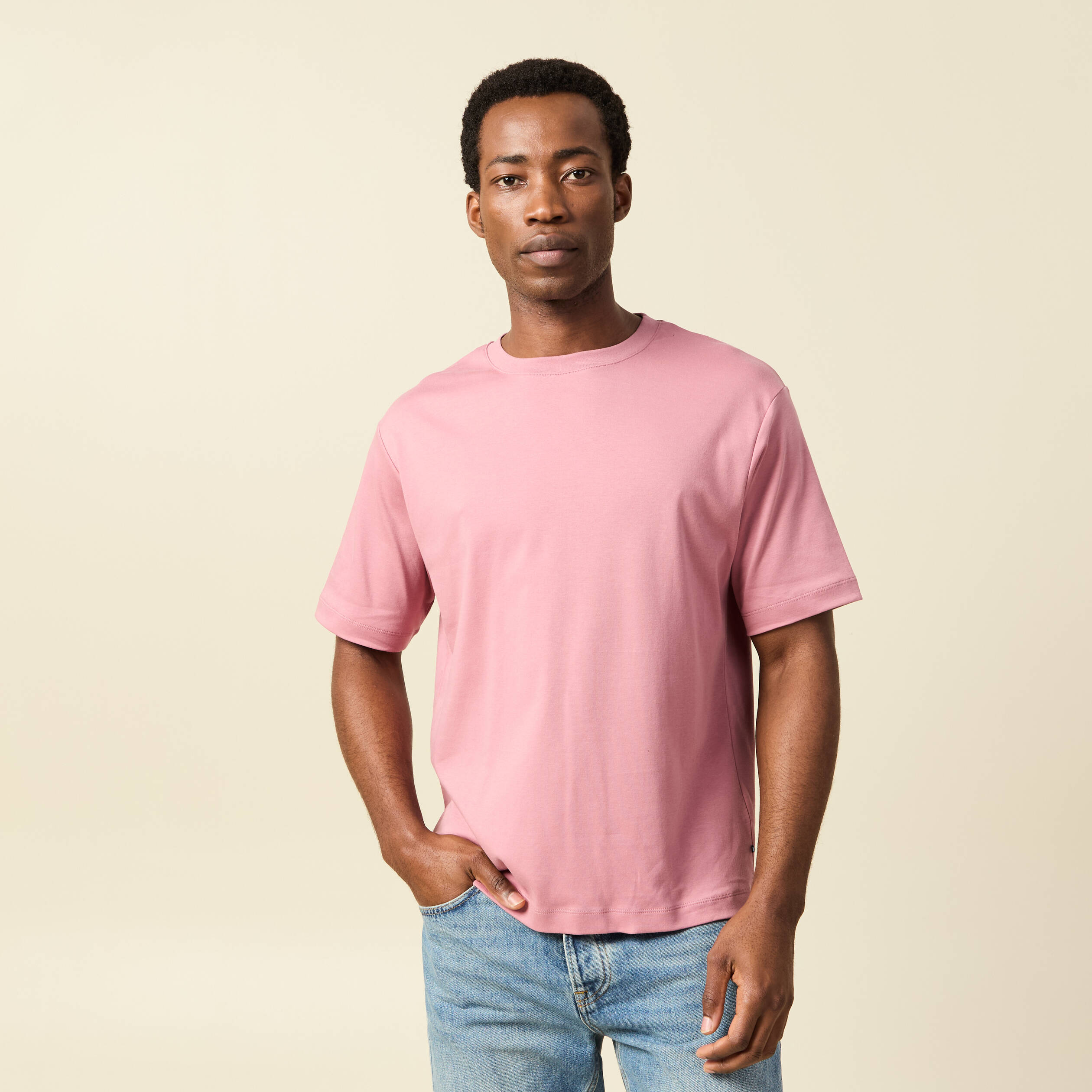 T-shirt manches courtes vieux rose homme
