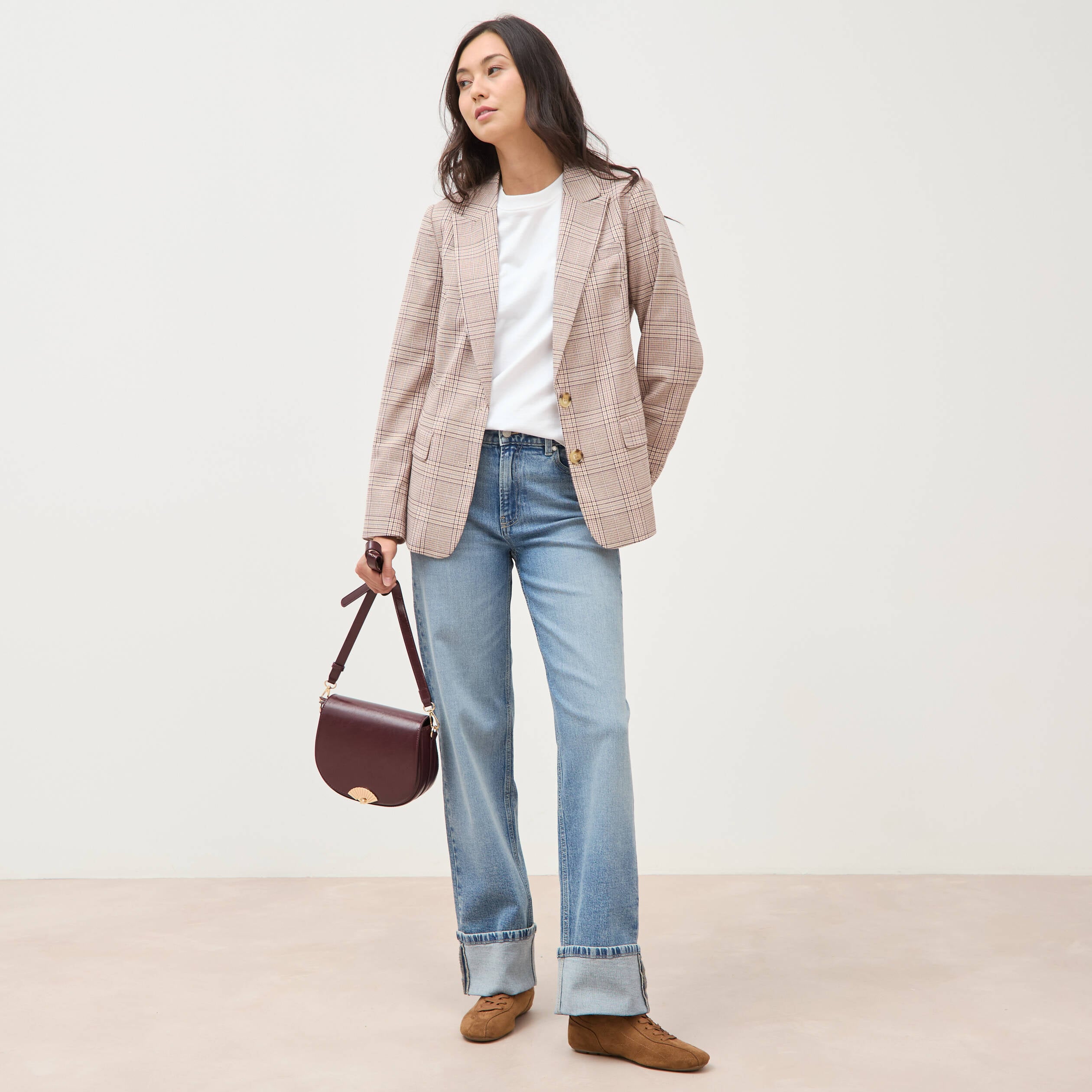 Jeans straight taille standard bleu femme