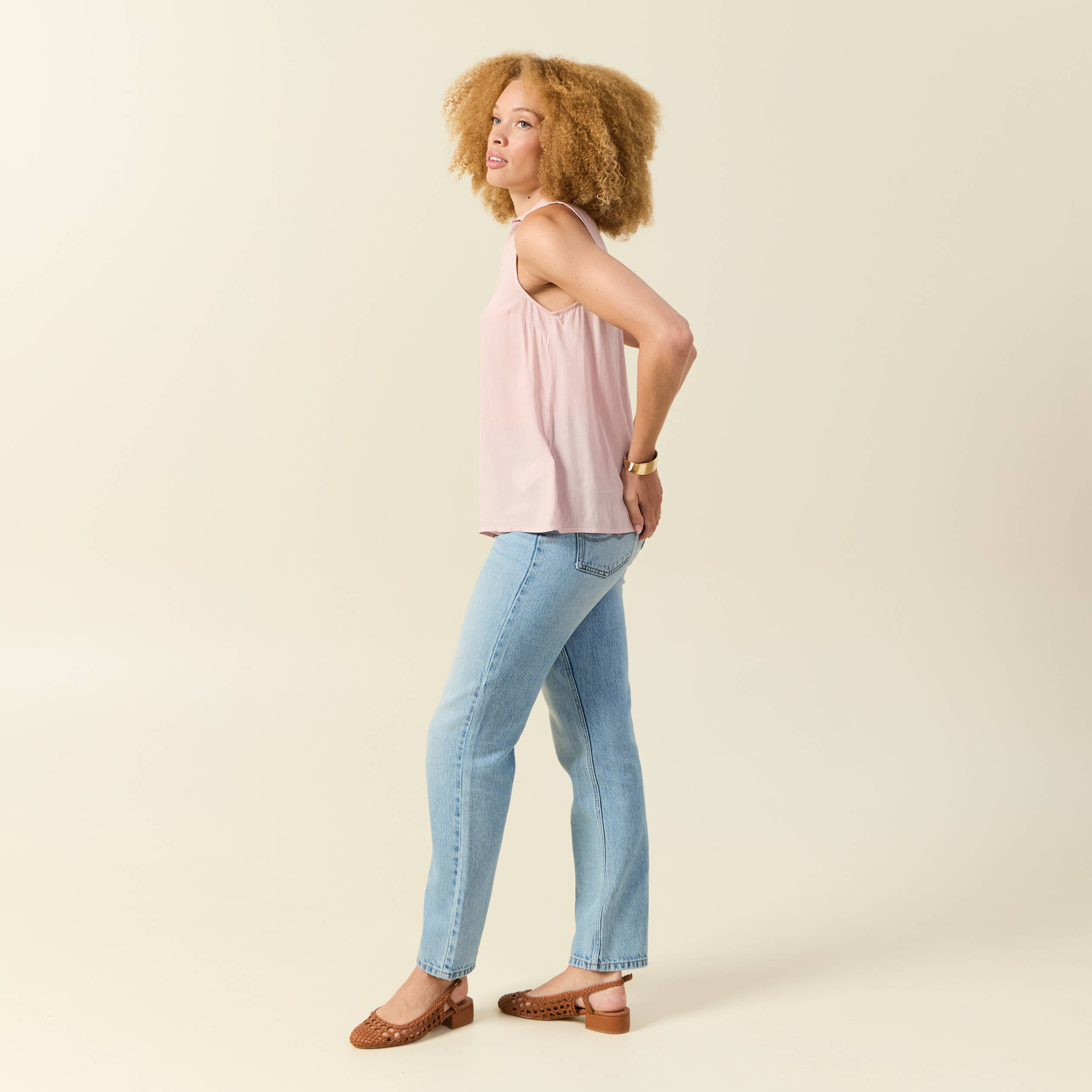 Blouse sans manches rose clair femme