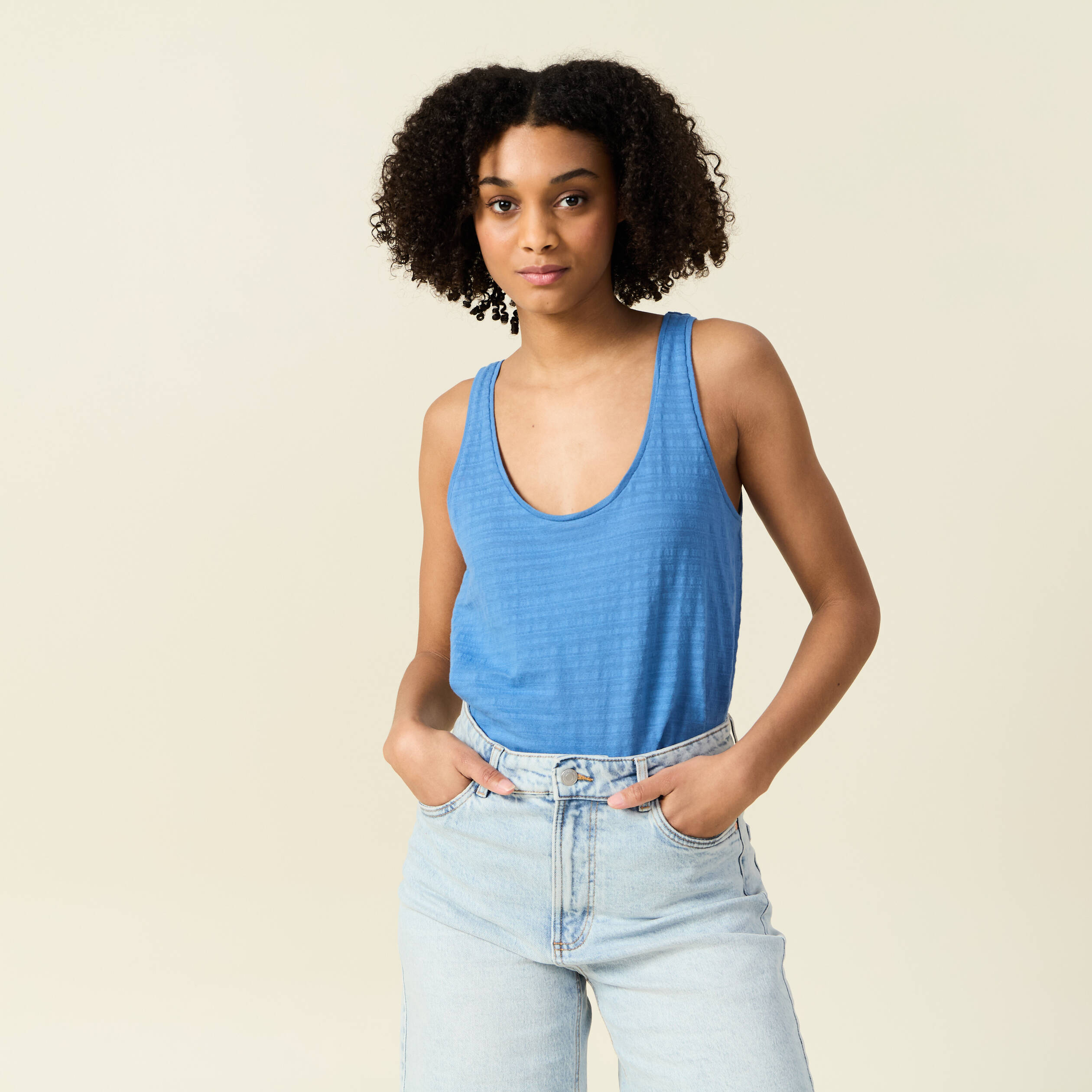 debardeur sans manches bleu femme Débardeur sans manches bleu femme