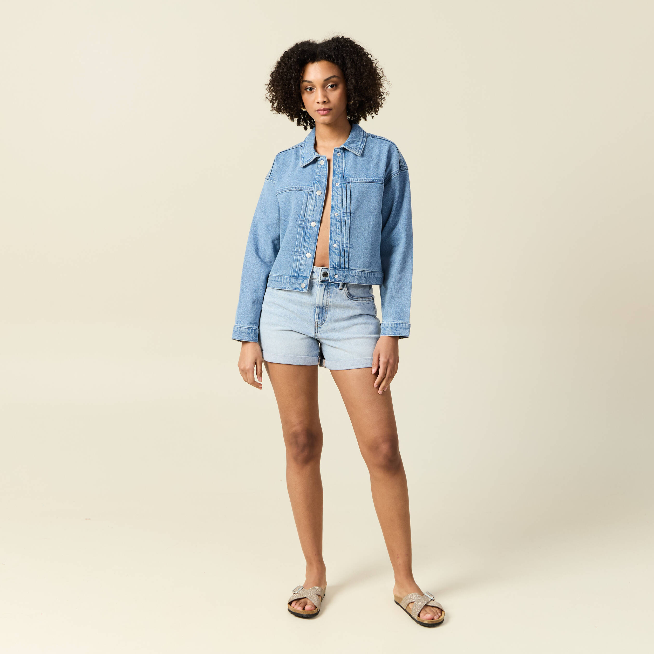 blouson boutonne en jean denim used femme Blouson boutonné en jean denim used femme