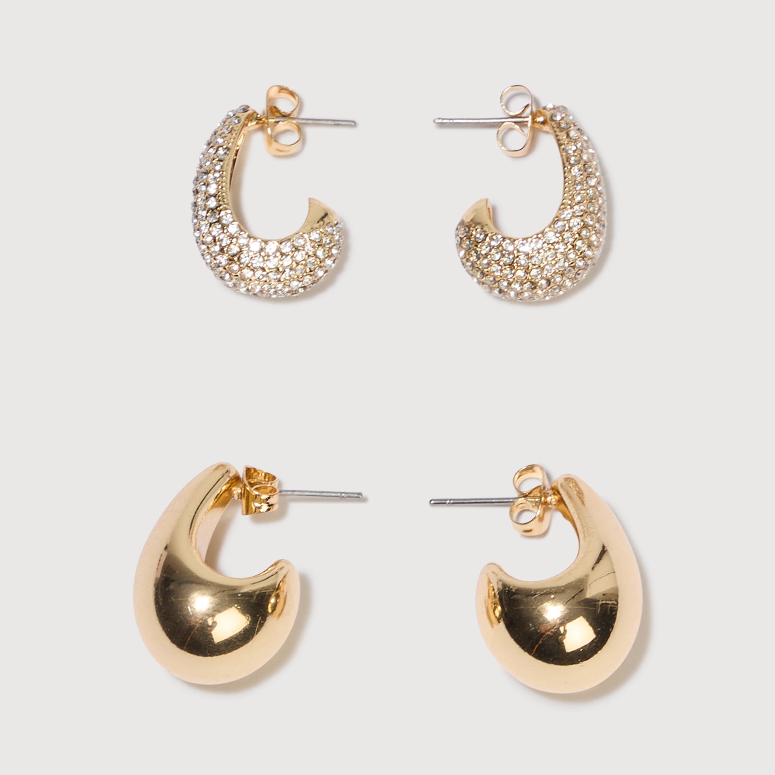 Lot de 2 paires de boucles d'oreilles couleur or femme