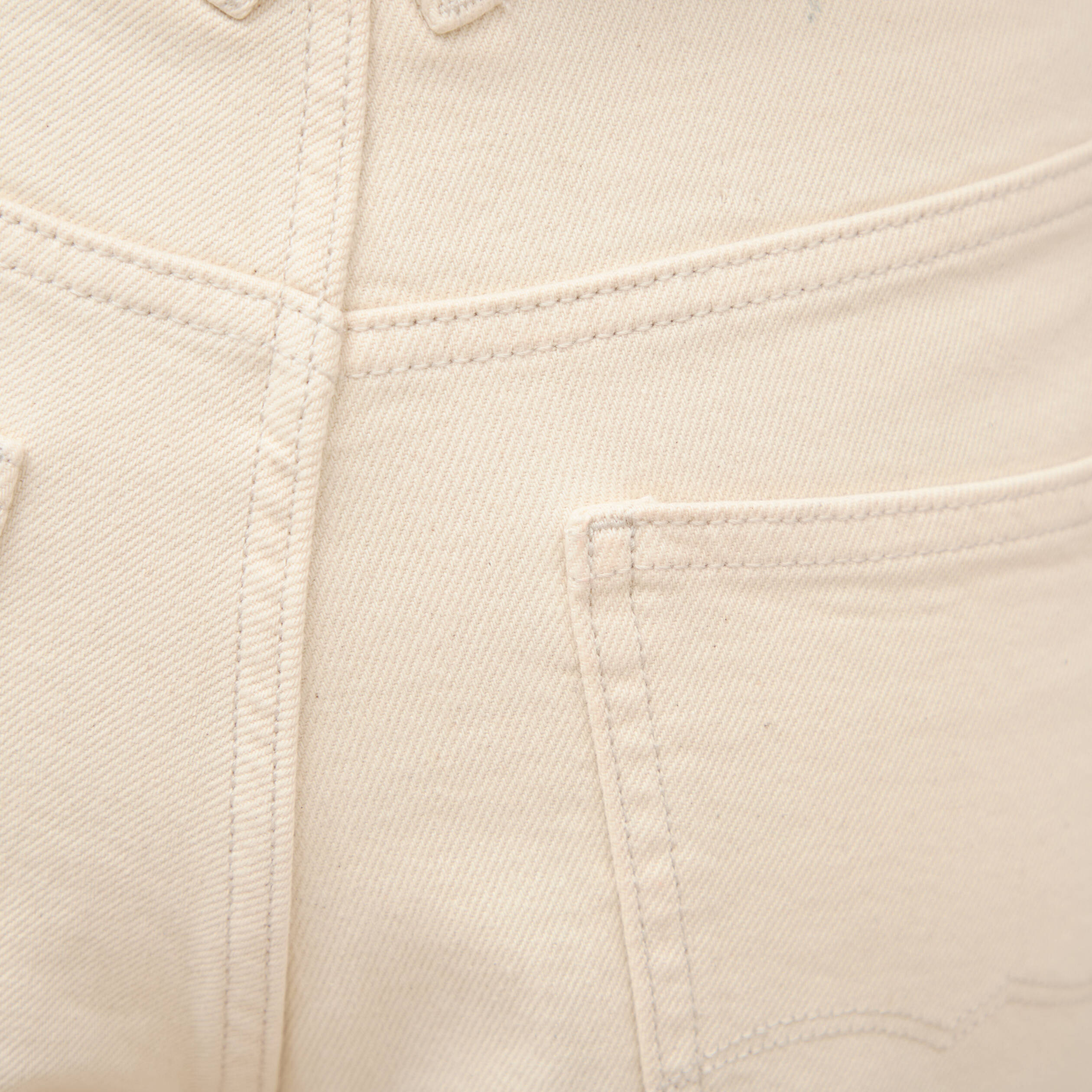 Jeans straight 7/8&egrave;me taille haute ecru femme