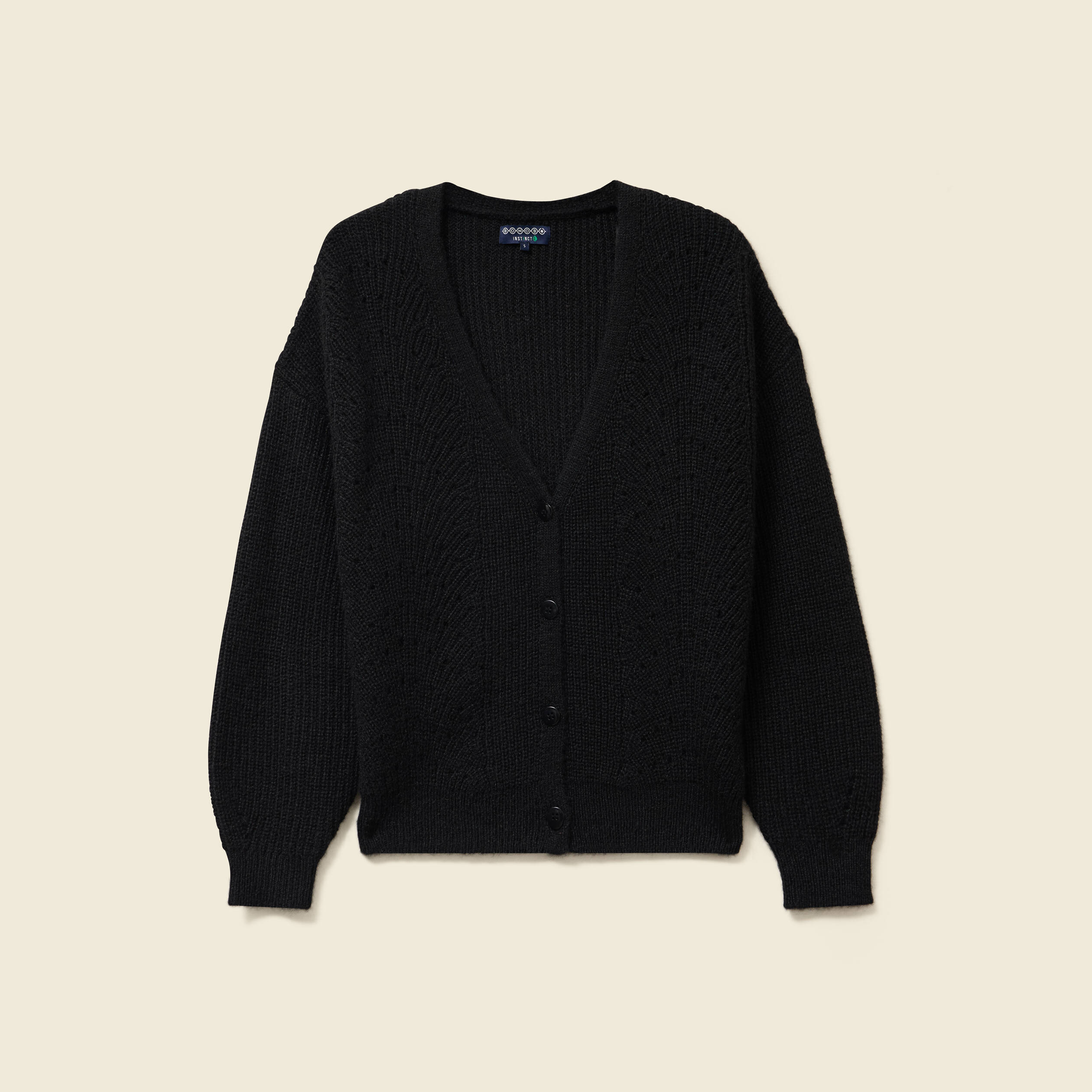 gilet ajoure col v manches longues noir femme Gilet ajouré col V manches longues noir femme