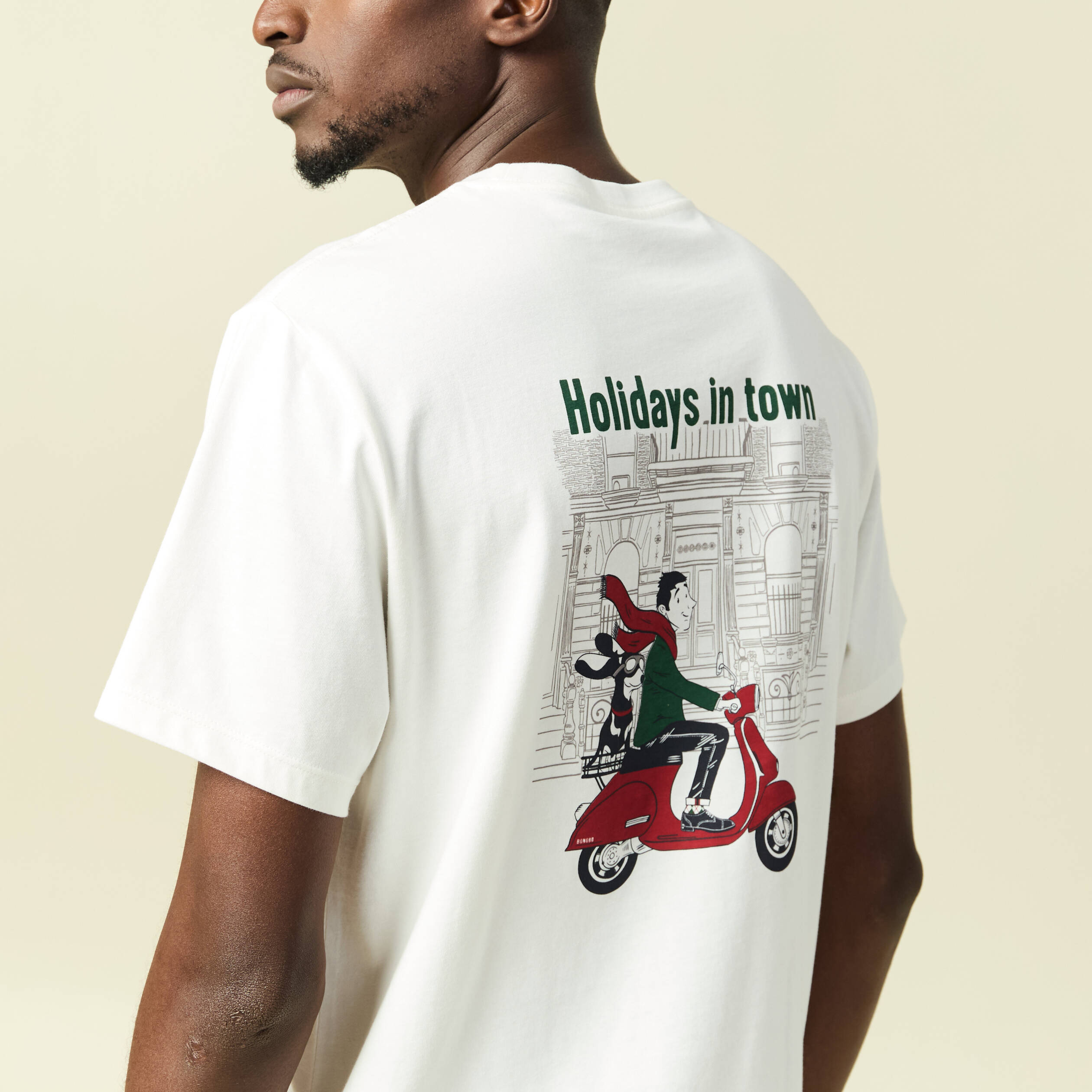 T-shirt manches courtes en coton no&euml;l ecru homme