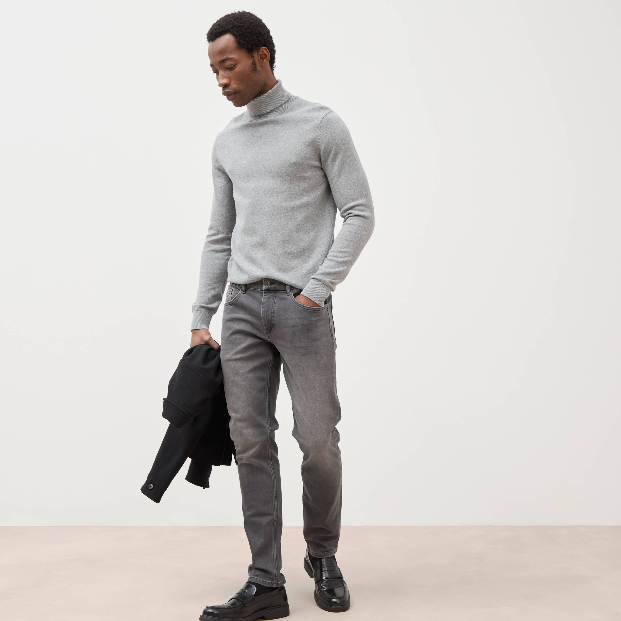 Jeans slim 5 poches longueur 32 denim gris homme