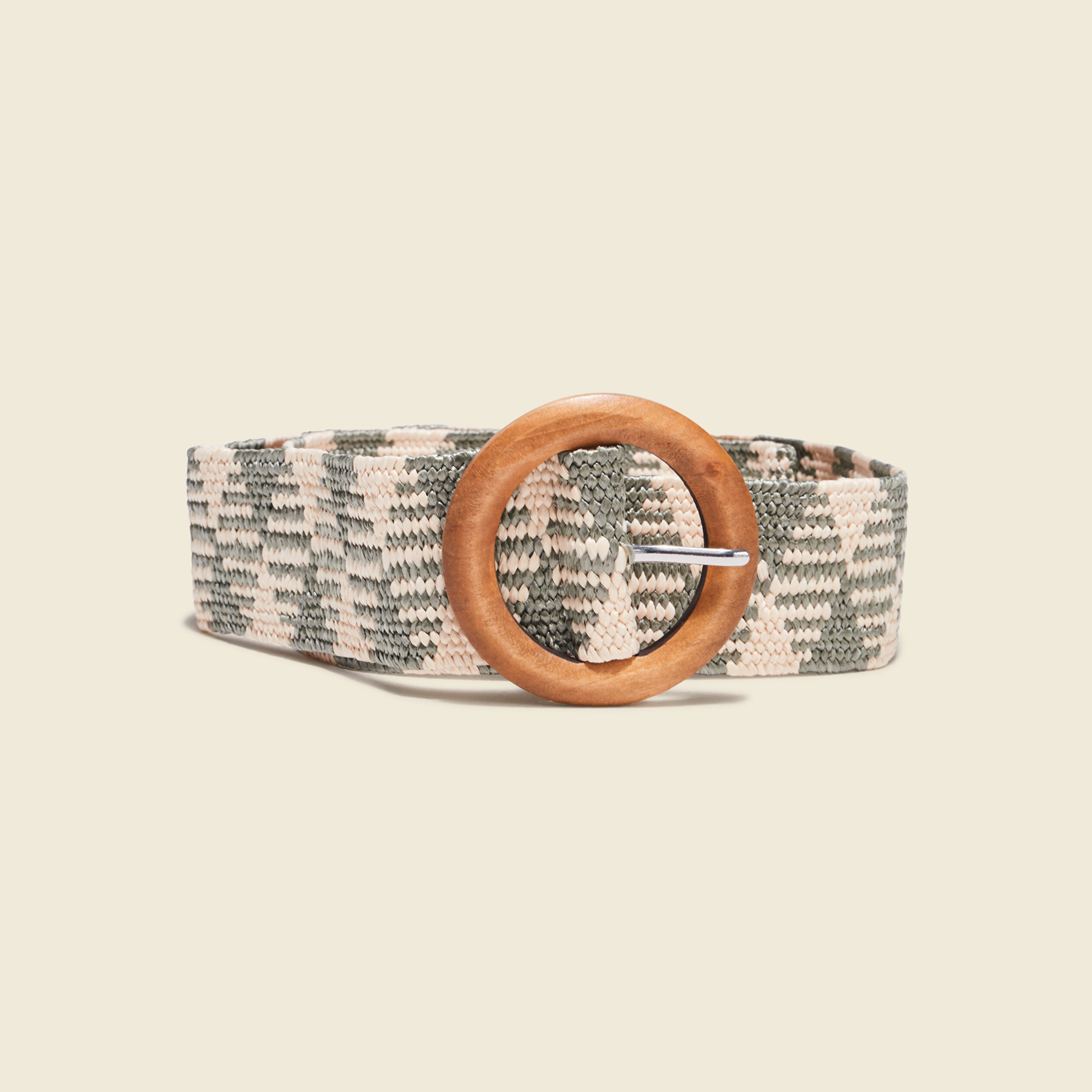 Ceinture tressée vert kaki femme