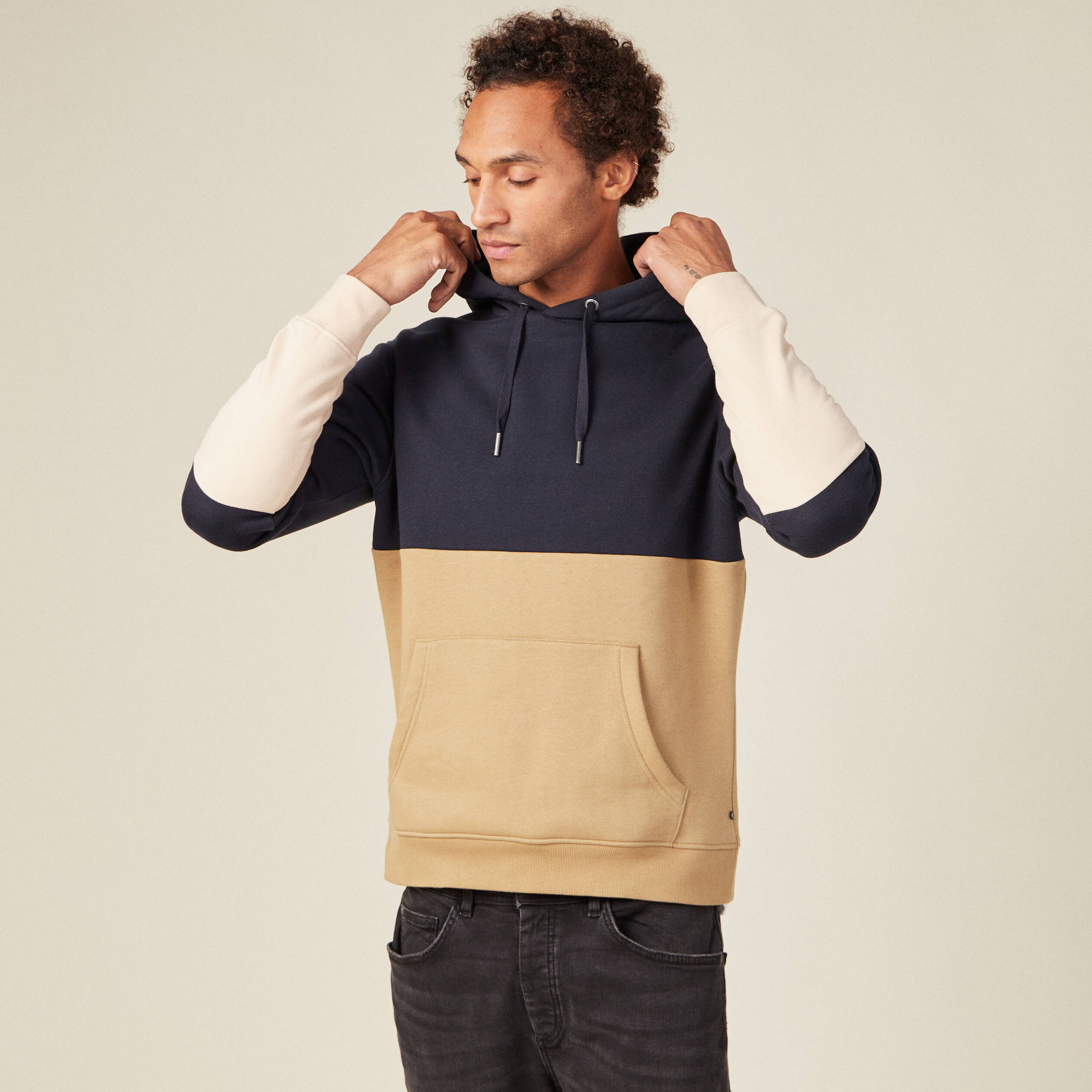 Sweat à capuche bleu marine homme