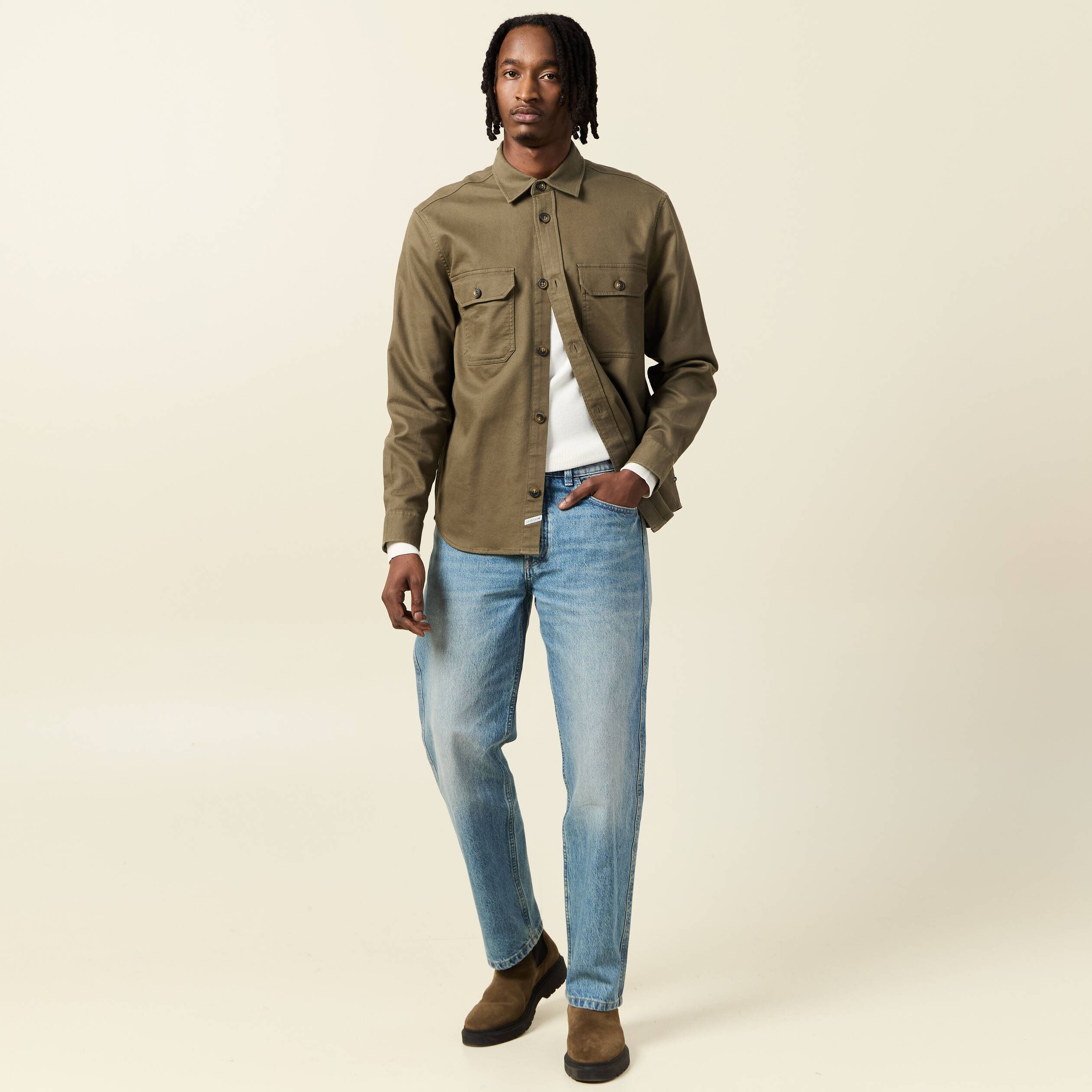 surchemise manches longues vert kaki homme Surchemise manches longues vert kaki homme