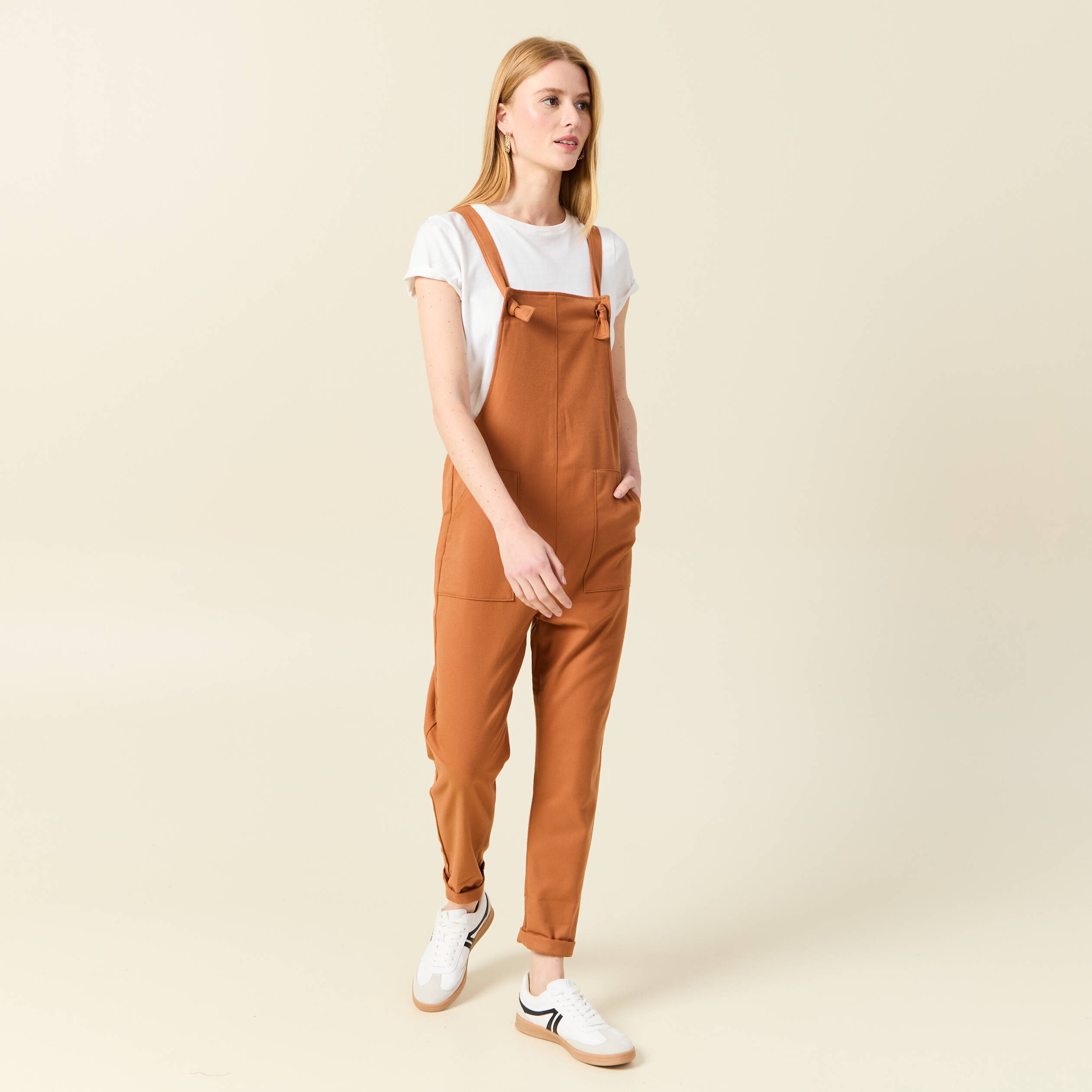 Salopette droite 7/8ème orange foncé femme