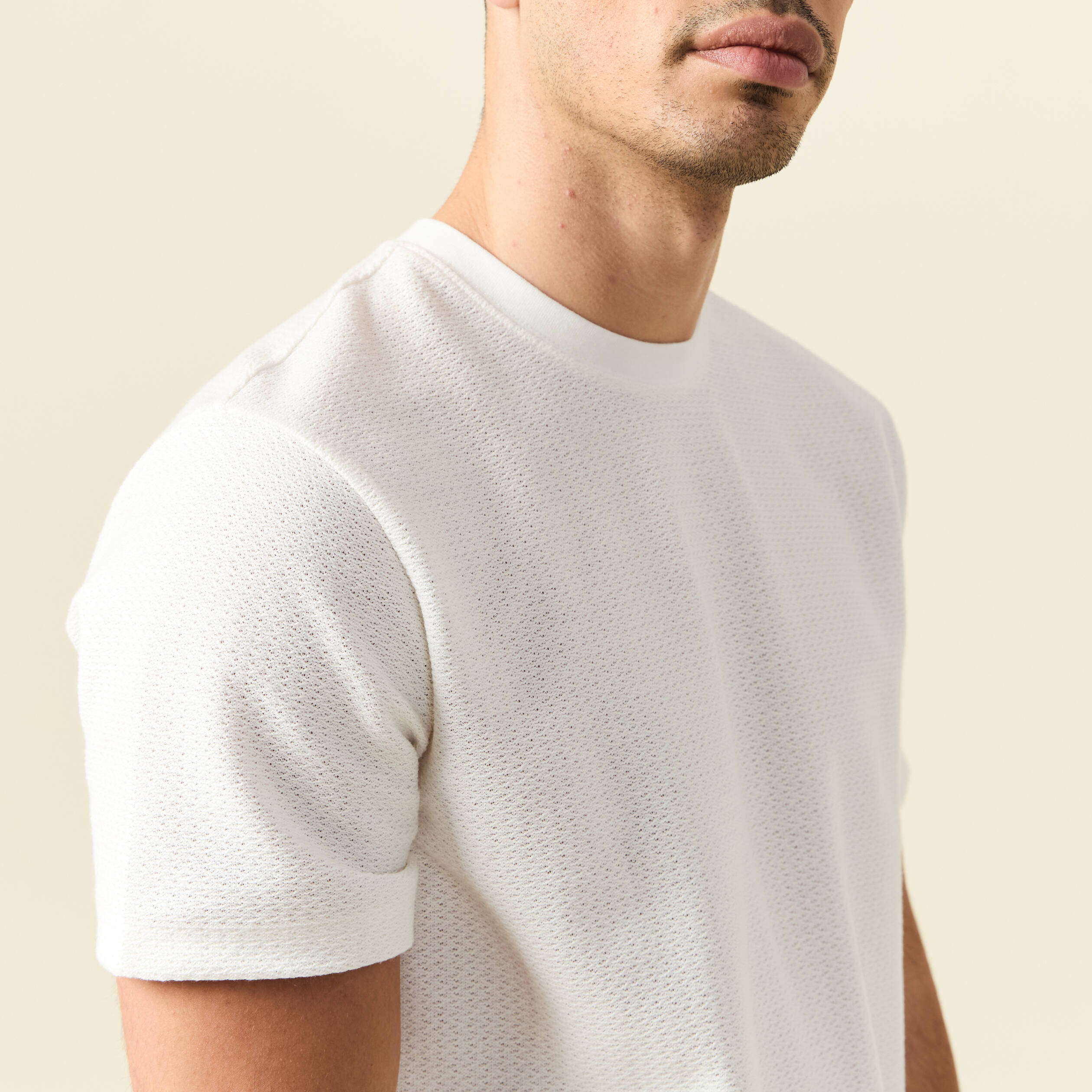 t shirt manches courtes ecru homme T-shirt manches courtes ecru homme