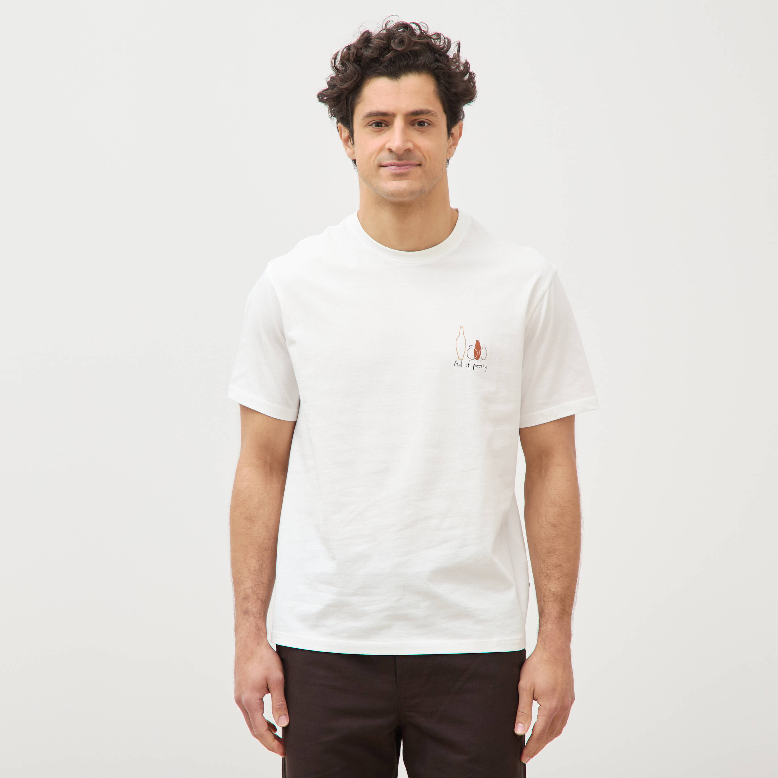 T-shirt en coton ecru homme