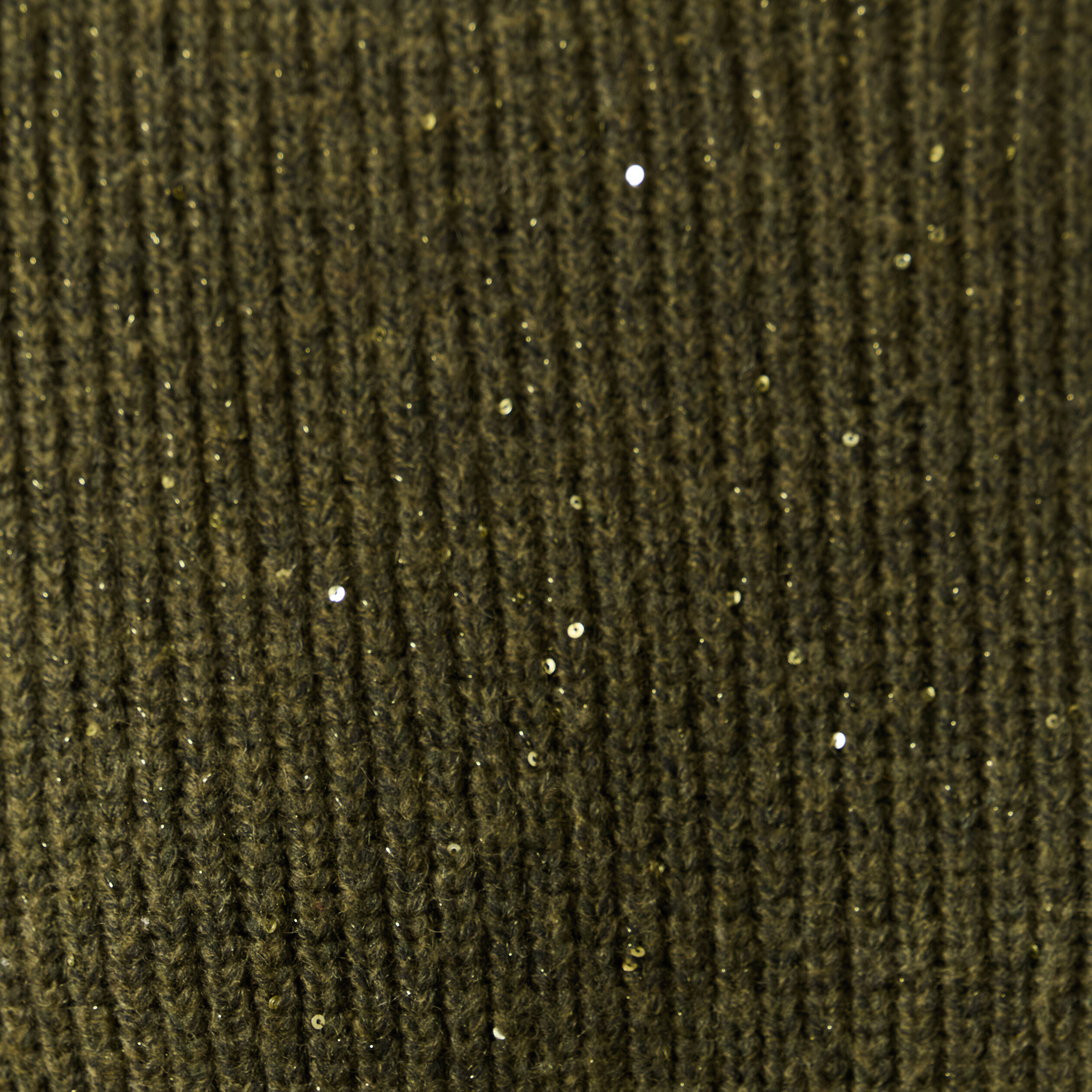 Pull manches longues col rond &agrave; sequins vert kaki femme