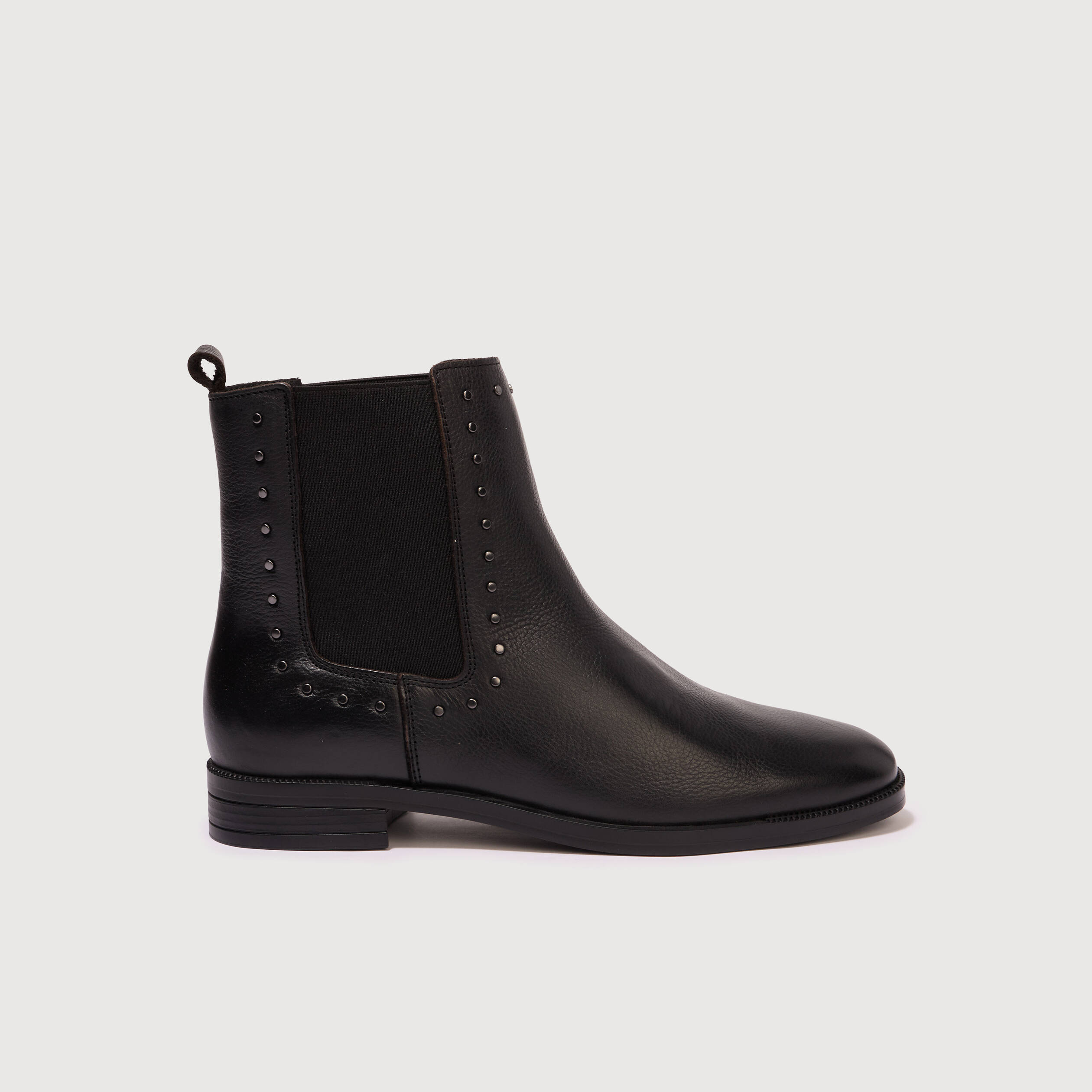 Bottines en cuir noir femme