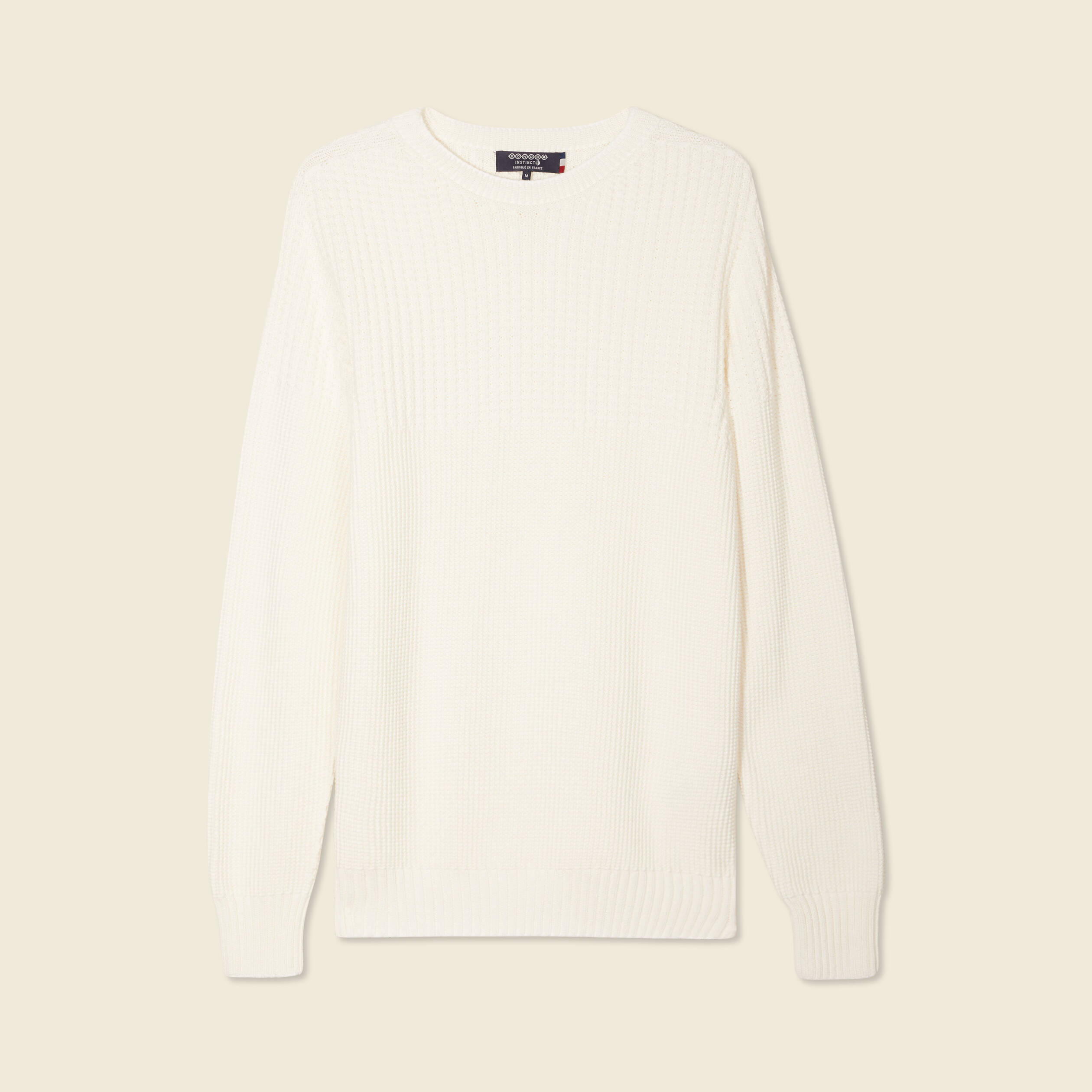pull manches longues fabrique en france ecru homme Pull manches longues fabriqué en France ecru homme