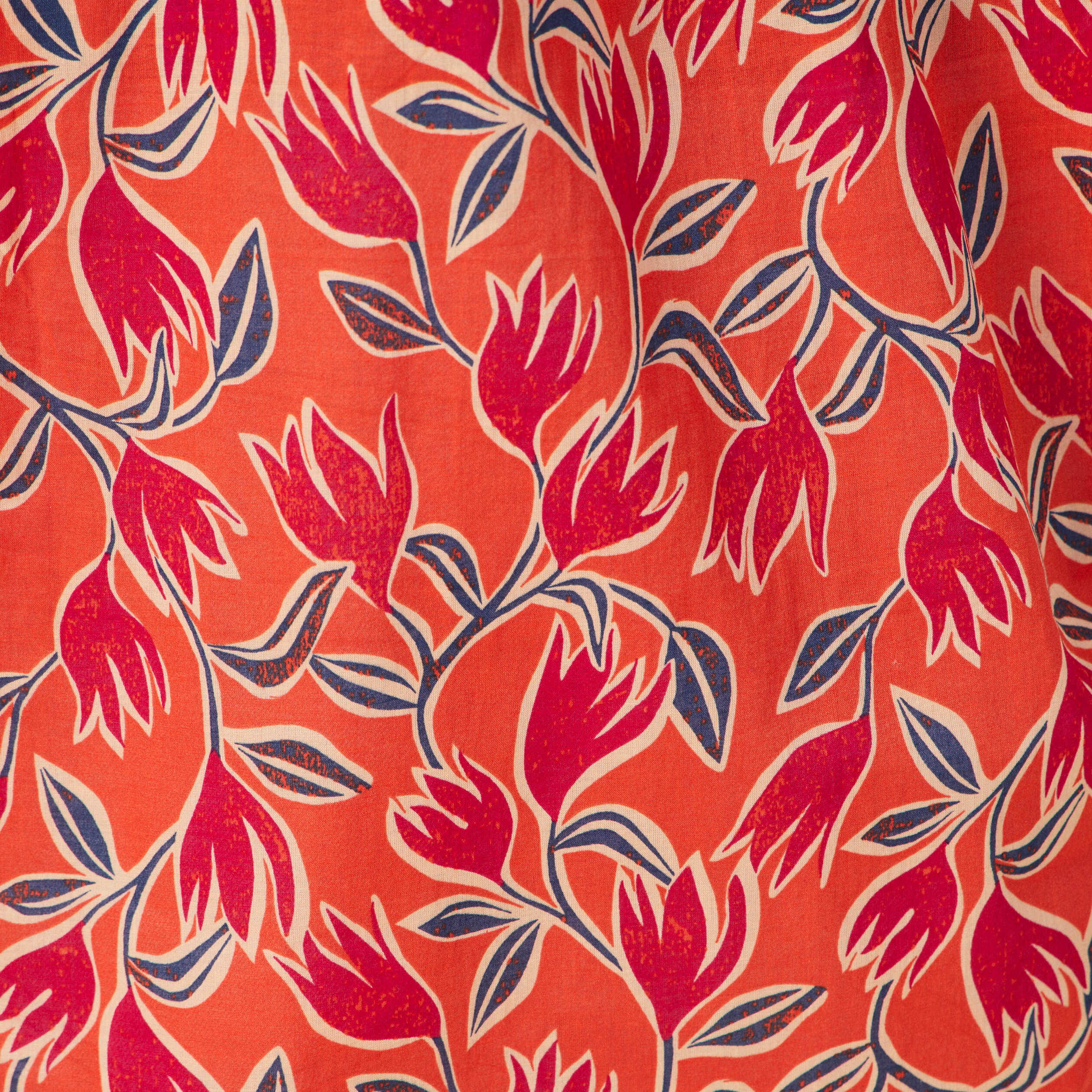 Chemise en coton manches courtes orange femme