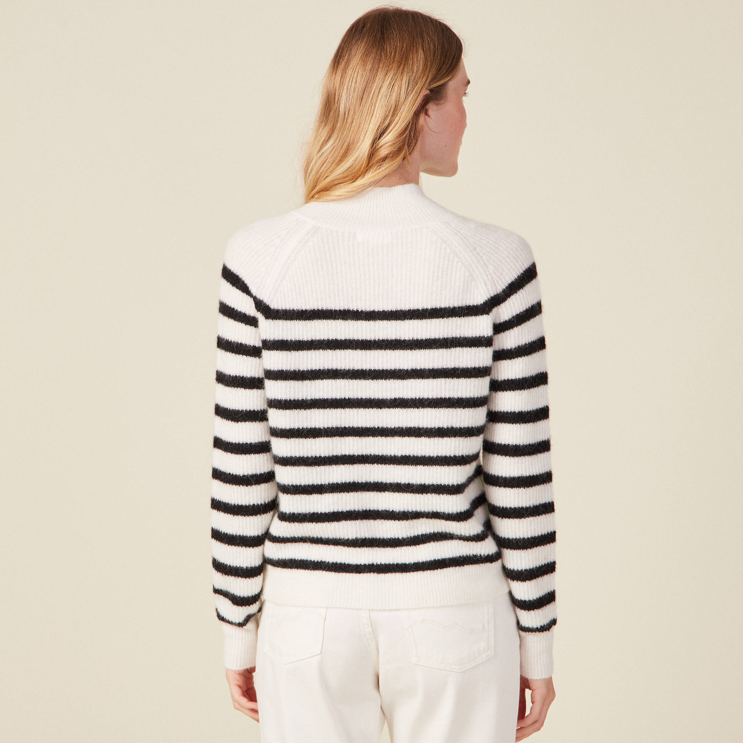 Pull manches longues ecru femme