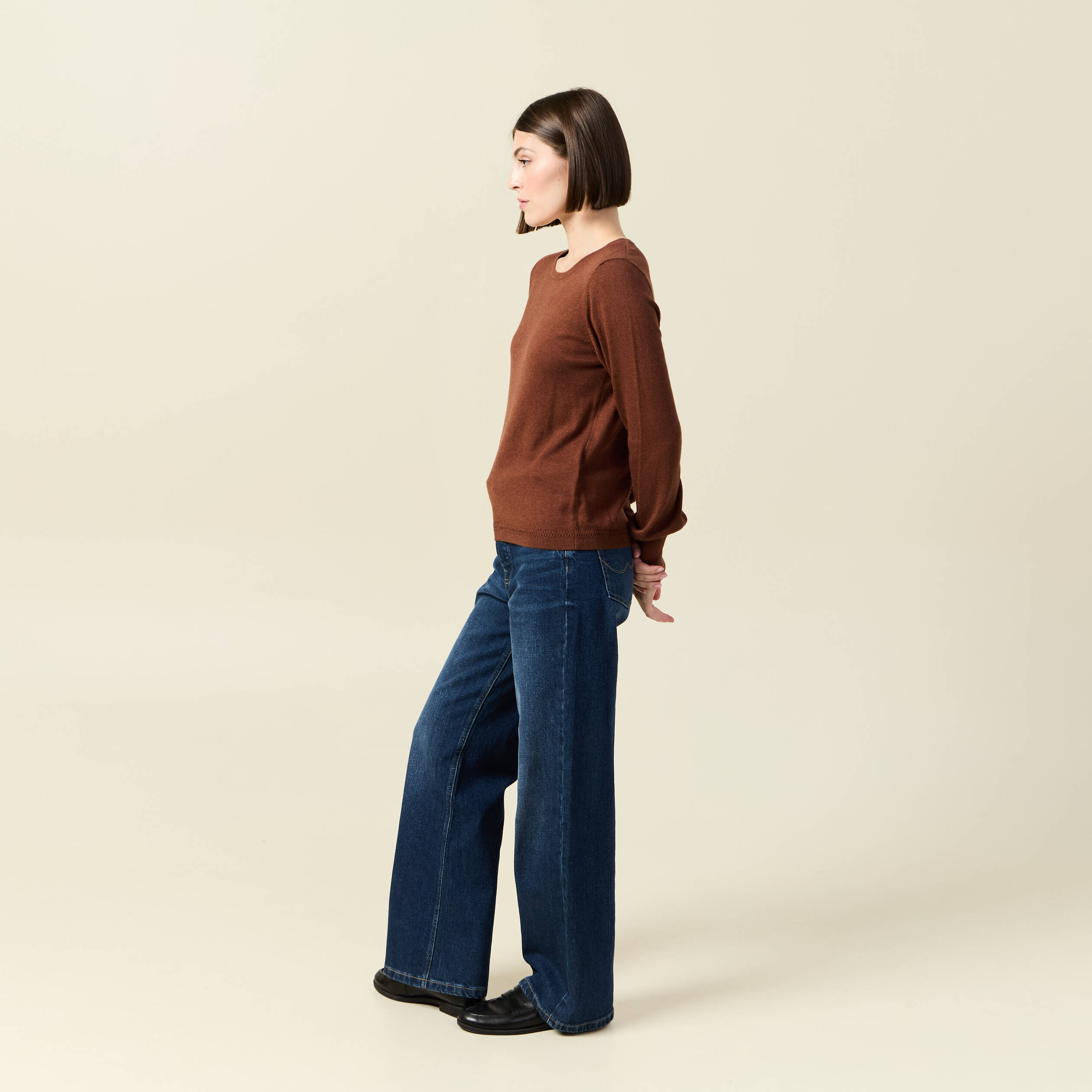 pull manches longues marron fonce femme Pull manches longues marron foncé femme