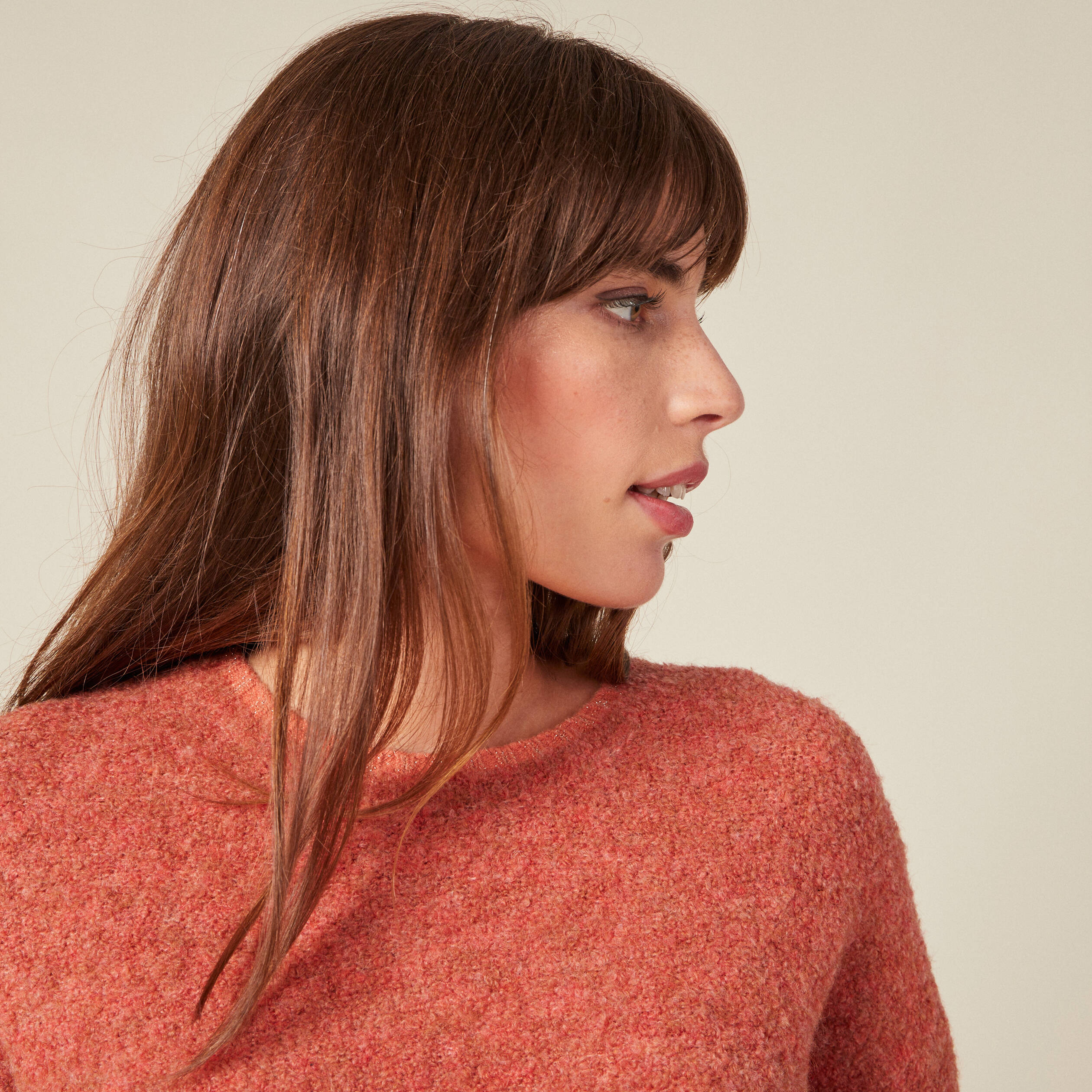 Pull éco-responsable orange foncé femme