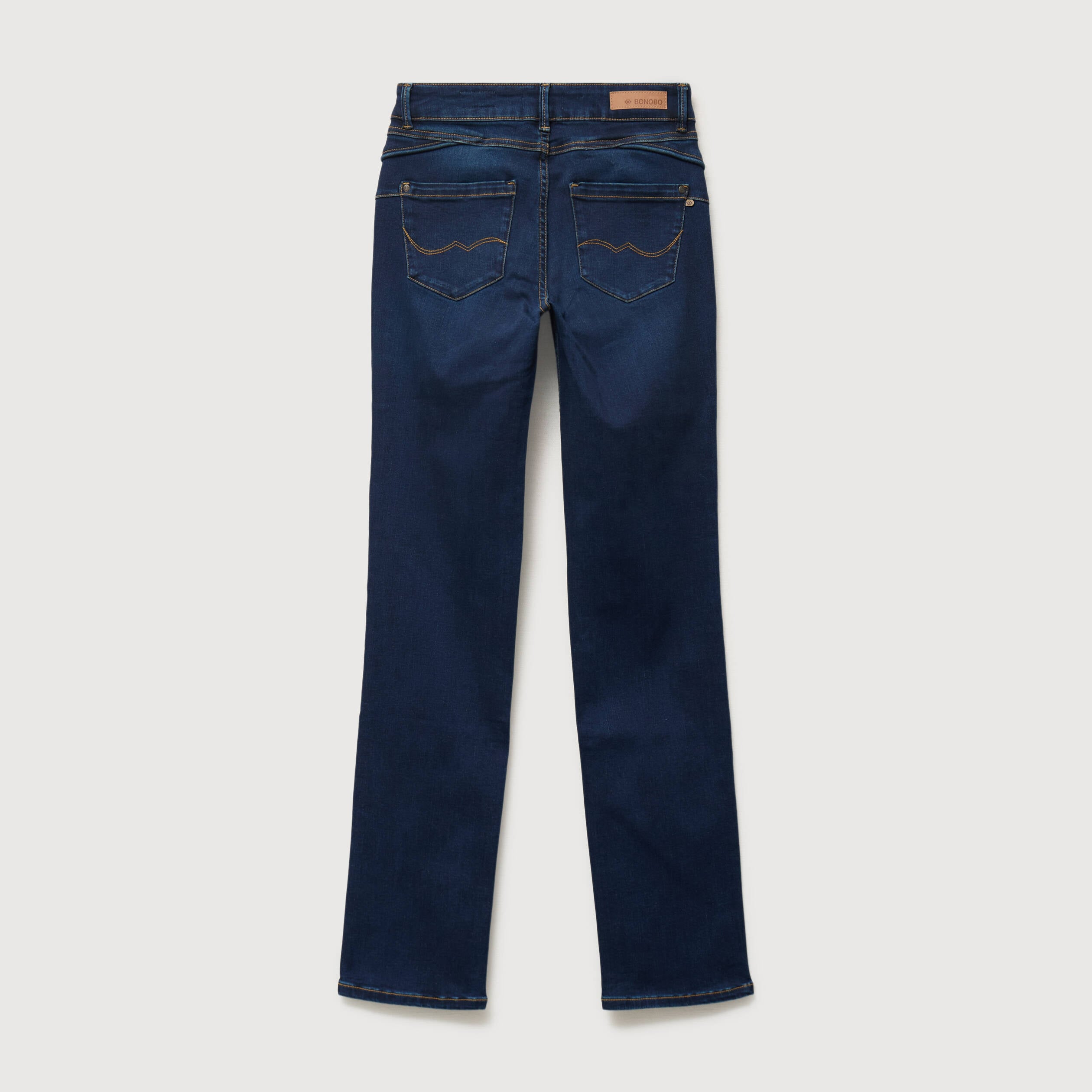 Jeans regular taille haute denim brut femme
