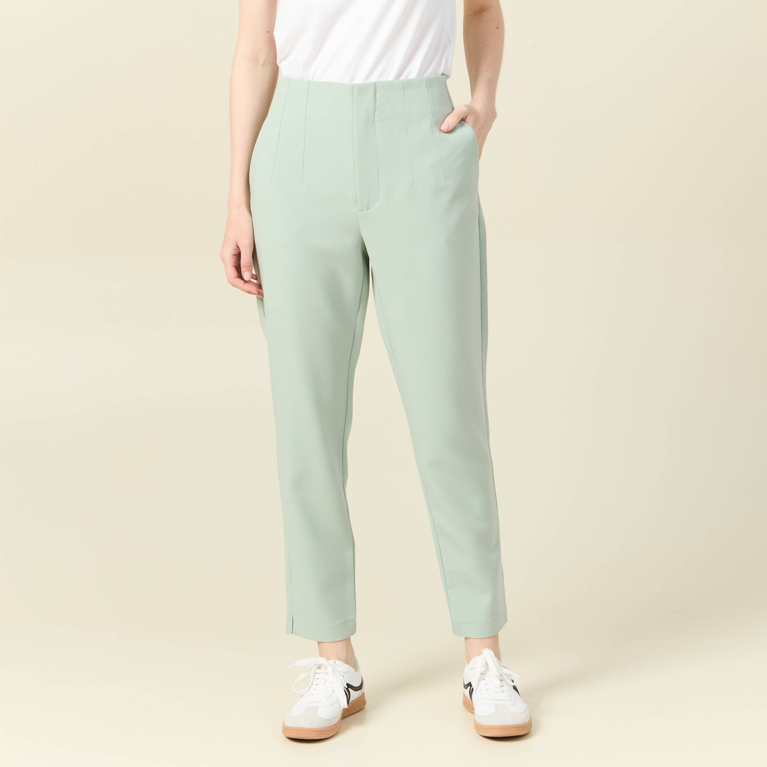 pantalon cigarette vert olive femme Pantalon cigarette vert olive femme