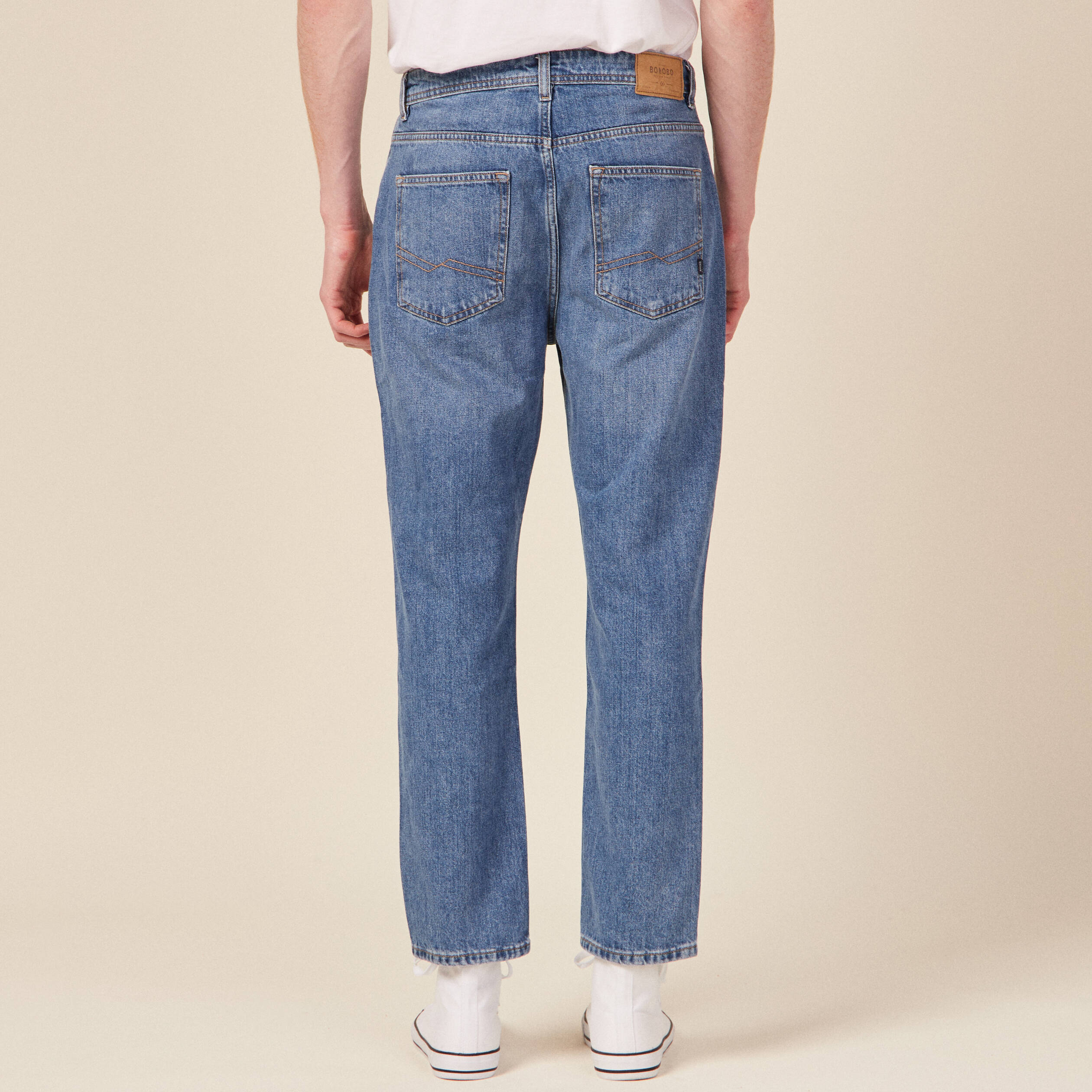 Jeans straight tapered denim used homme