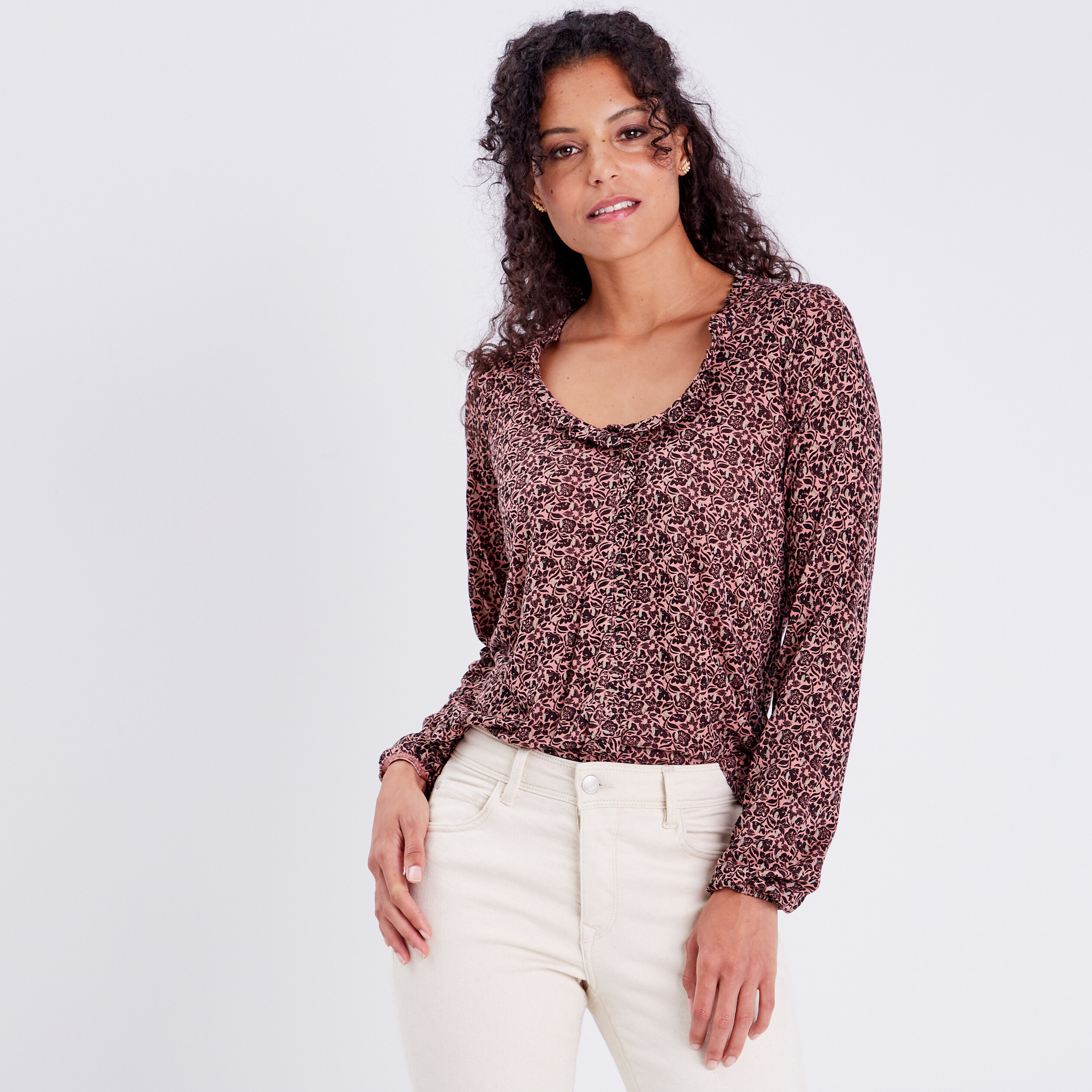 T shirt manches longues vieux rose femme Bonobo