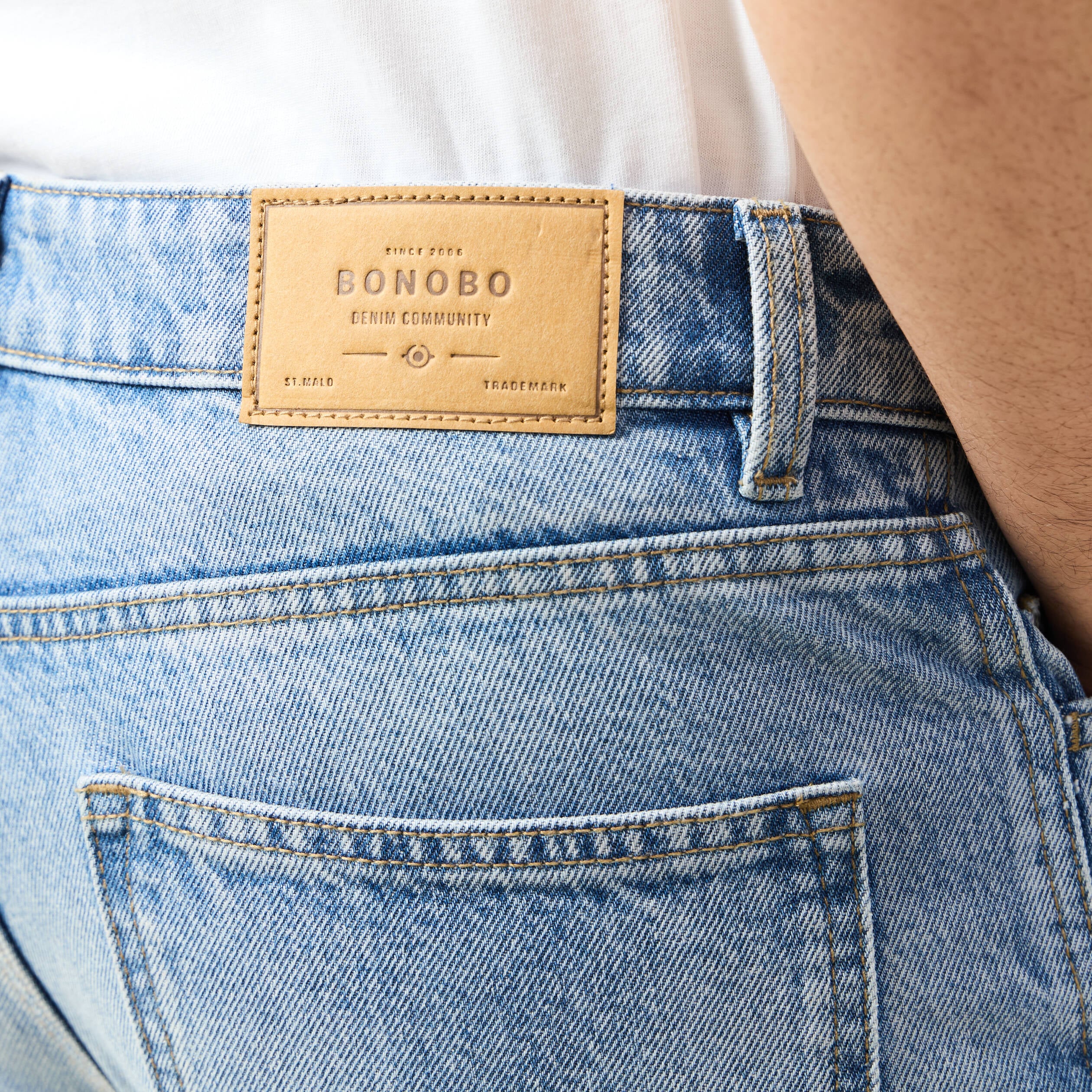 Jeans large relaxed denim bleach homme