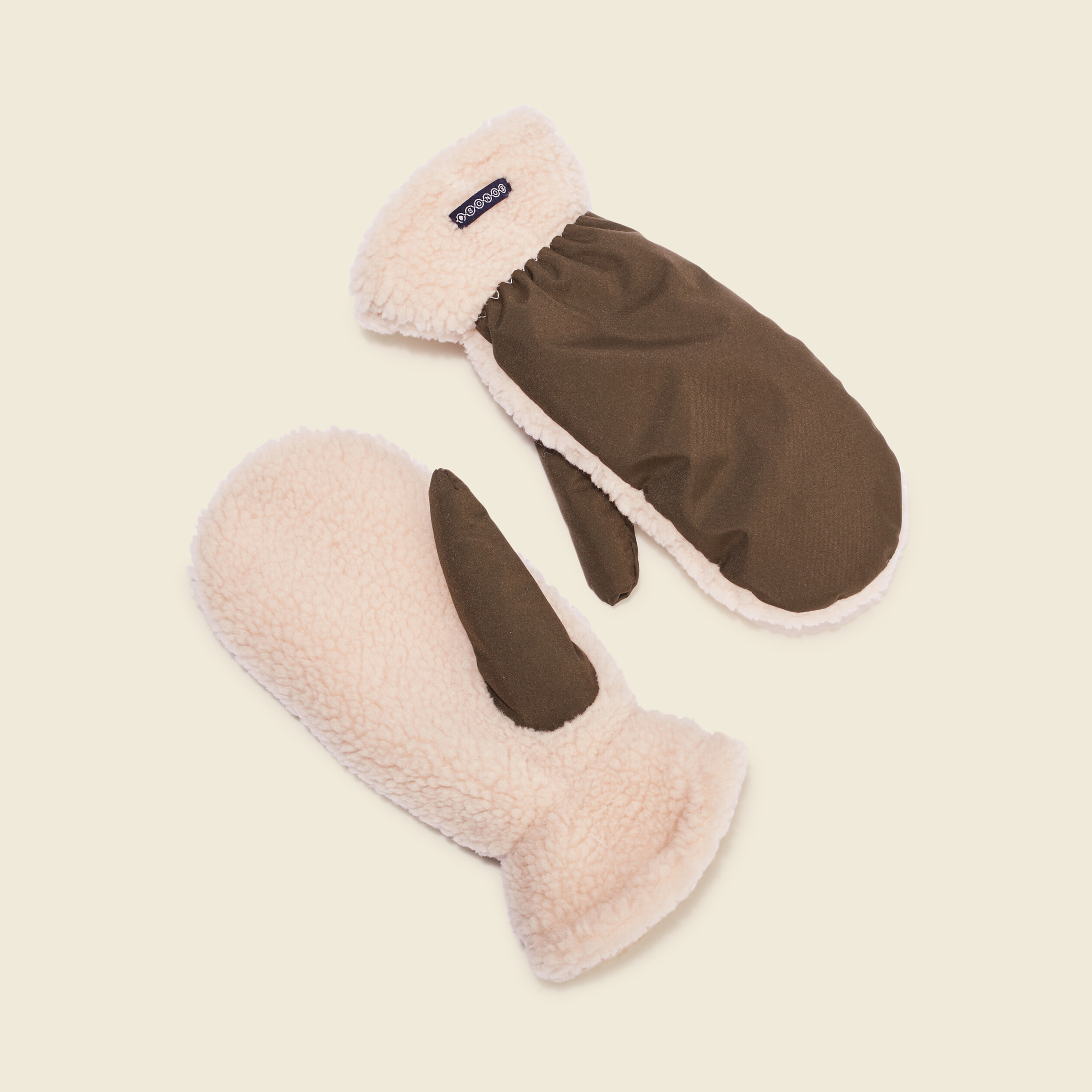 Moufles imitation laine mouton vert kaki femme
