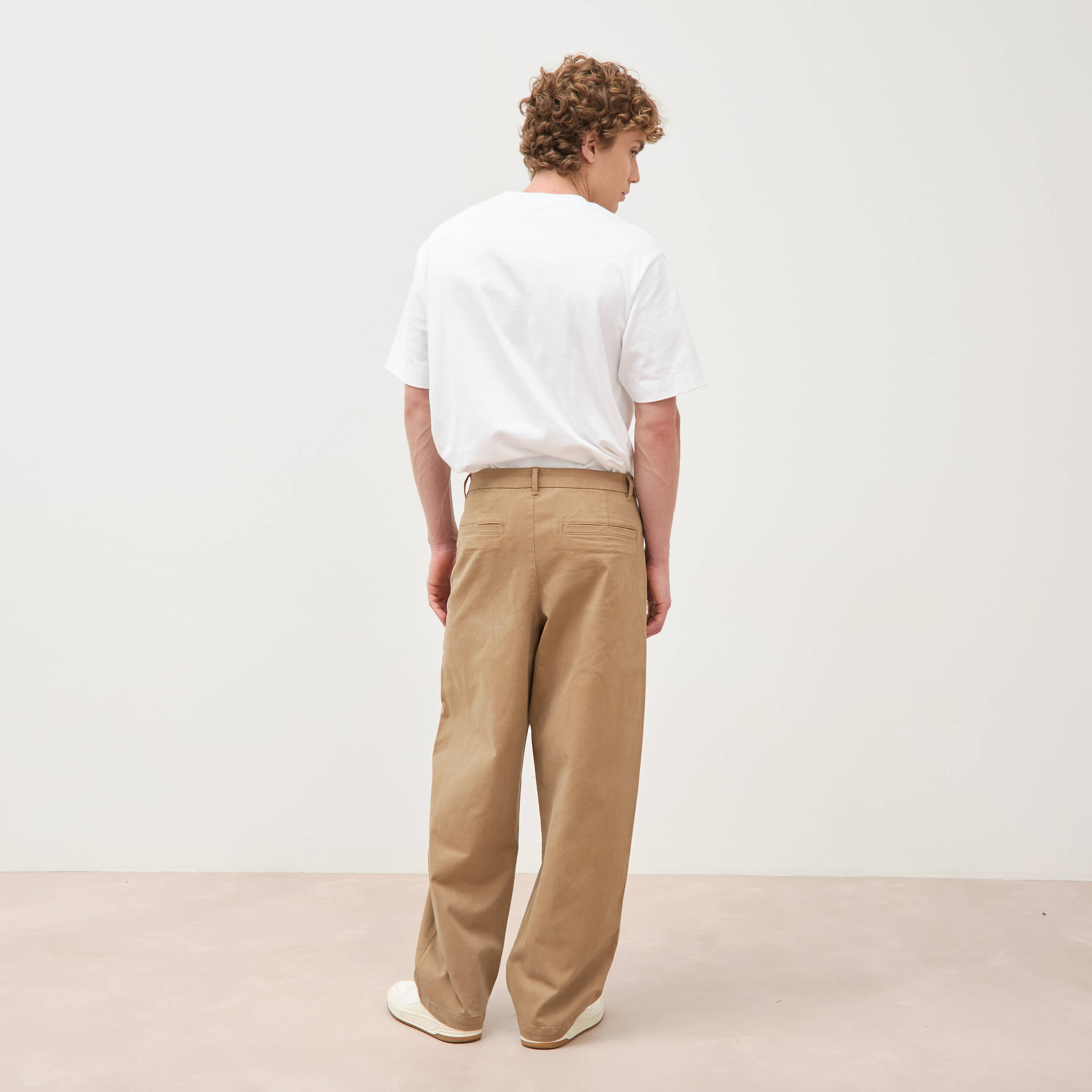 Pantalon coupe large vert kaki homme