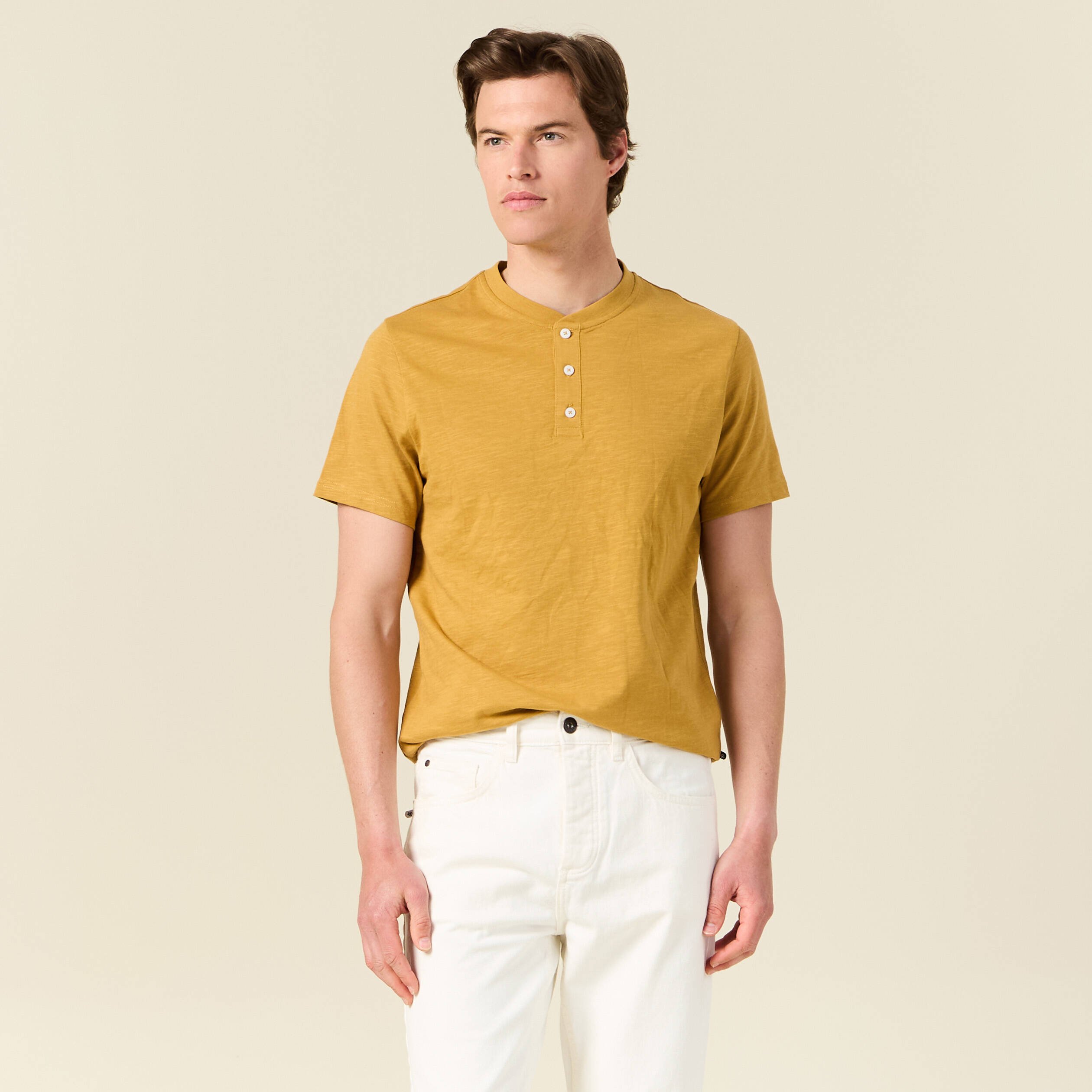 t shirt eco responsable jaune moutarde homme T-shirt éco-responsable jaune moutarde homme