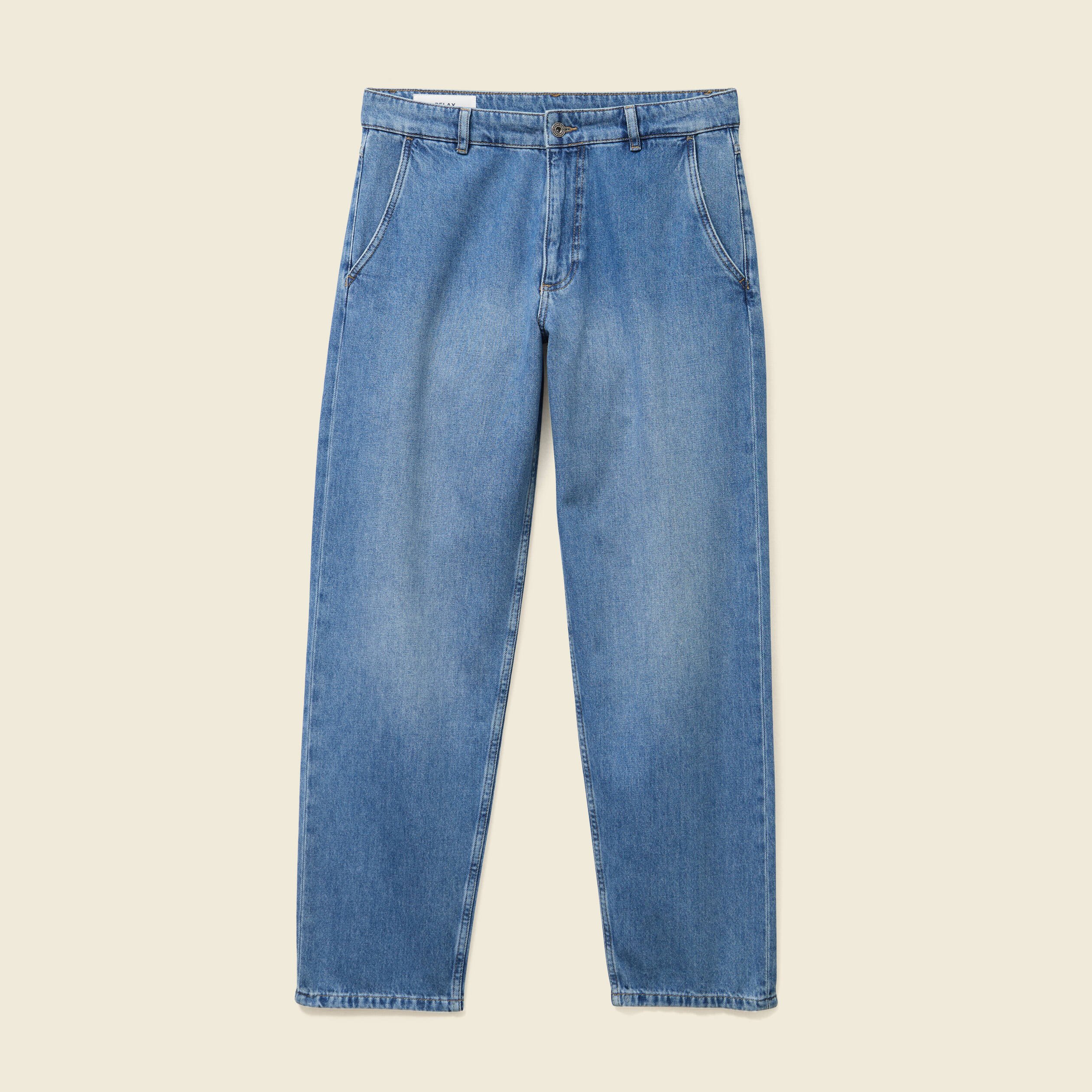 chino droit longueur 32 en coton denim stone homme Chino droit longueur 32 en coton denim stone homme
