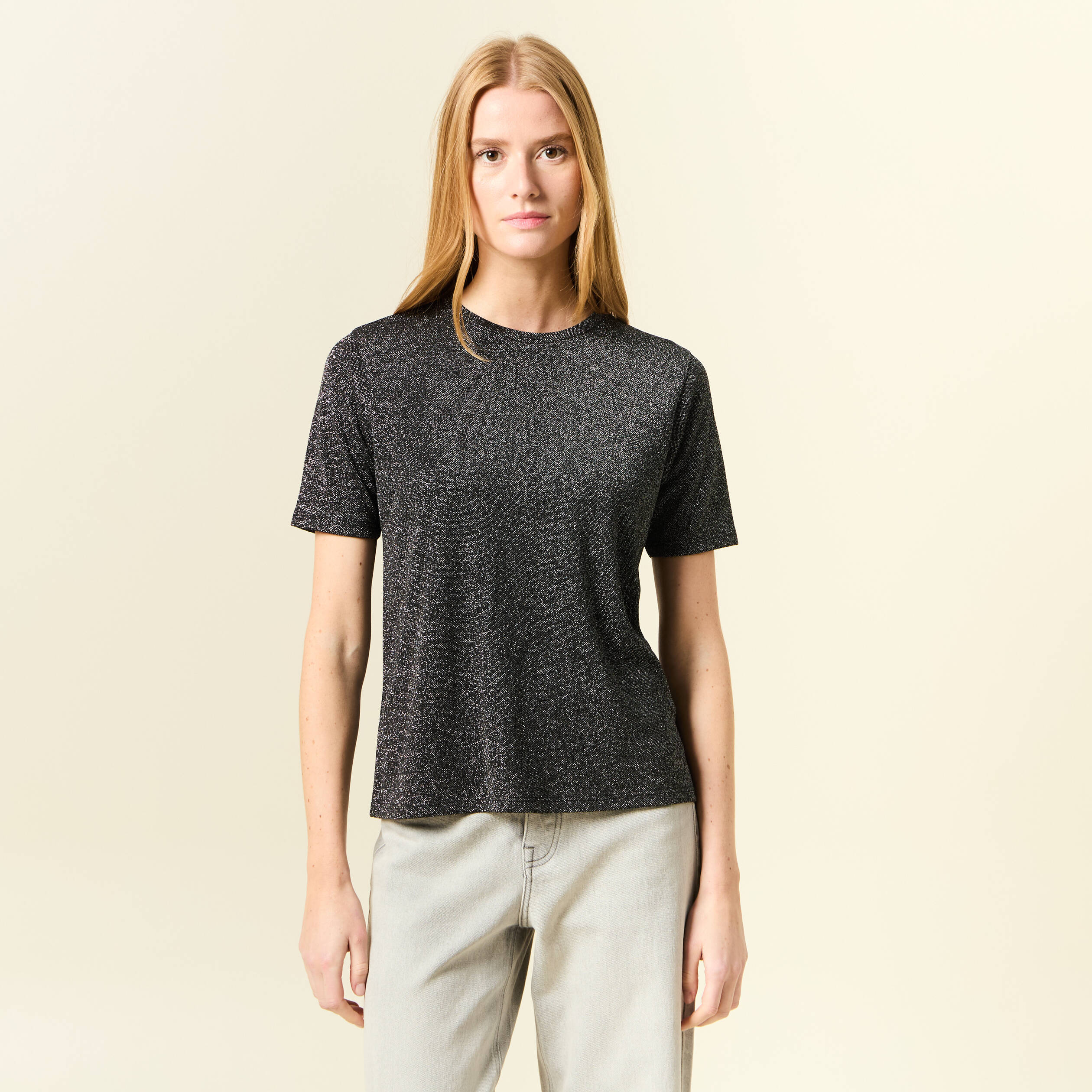 T-shirt manches courtes gris foncé femme