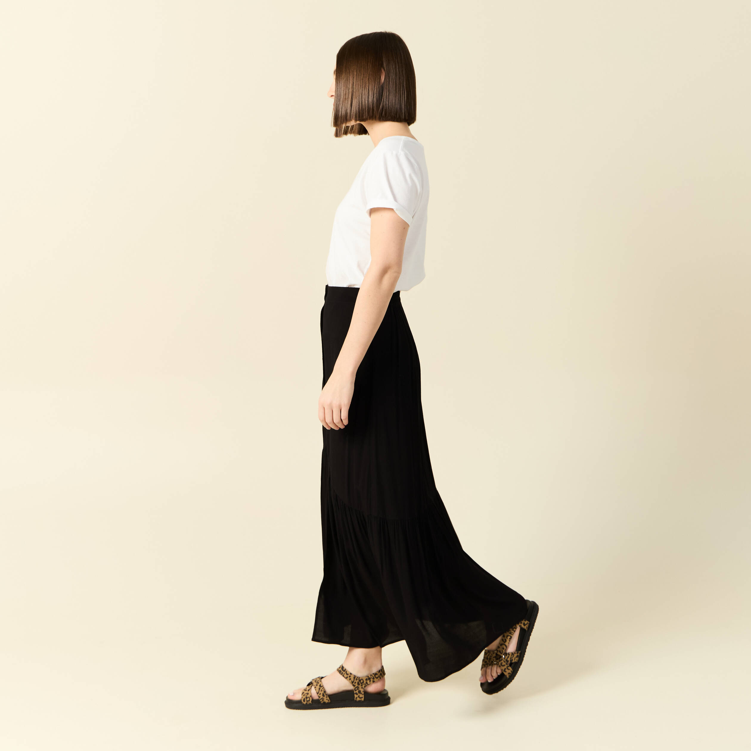 jupe longue evasee noir femme Jupe longue évasée noir femme