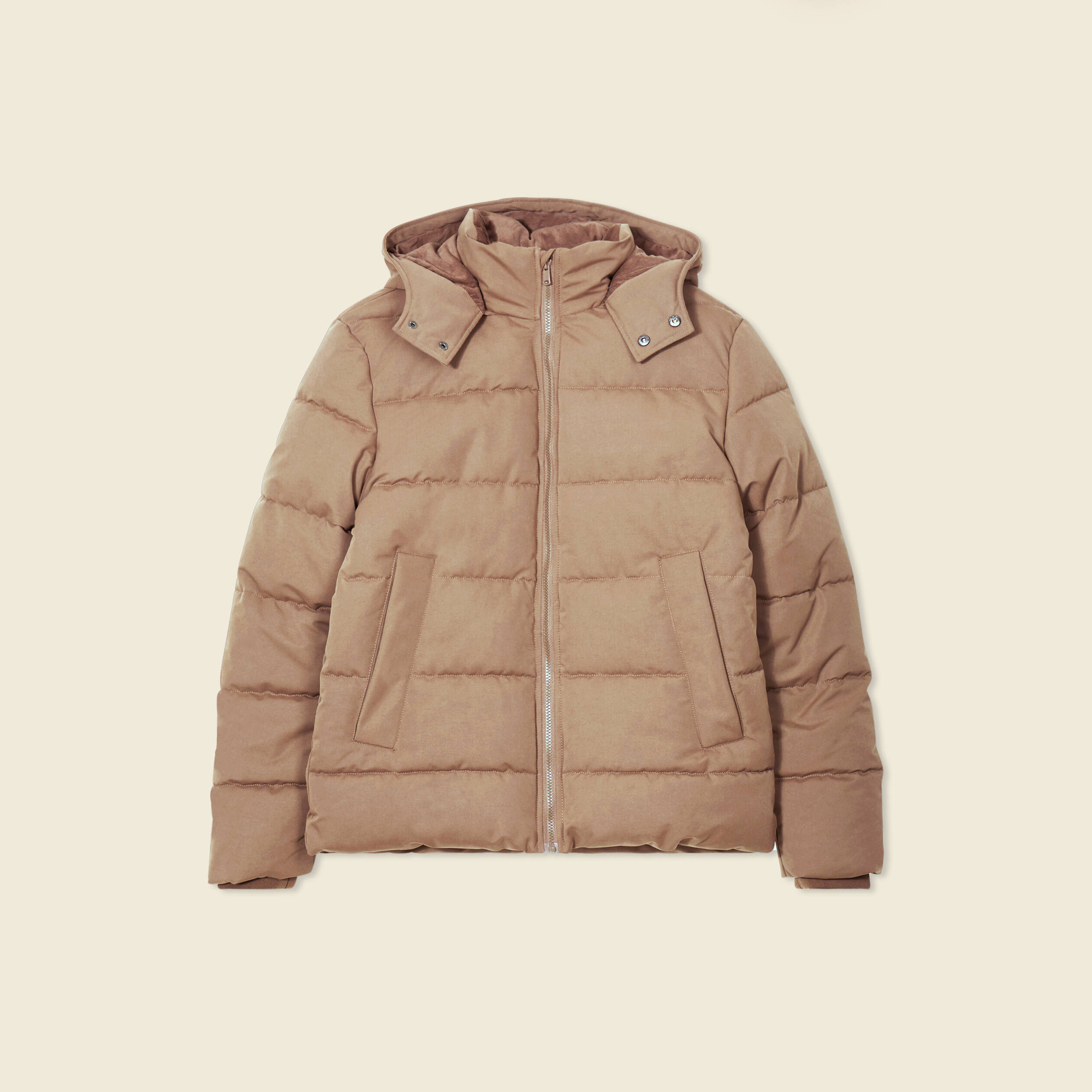 Doudoune capuche amovible marron foncé homme