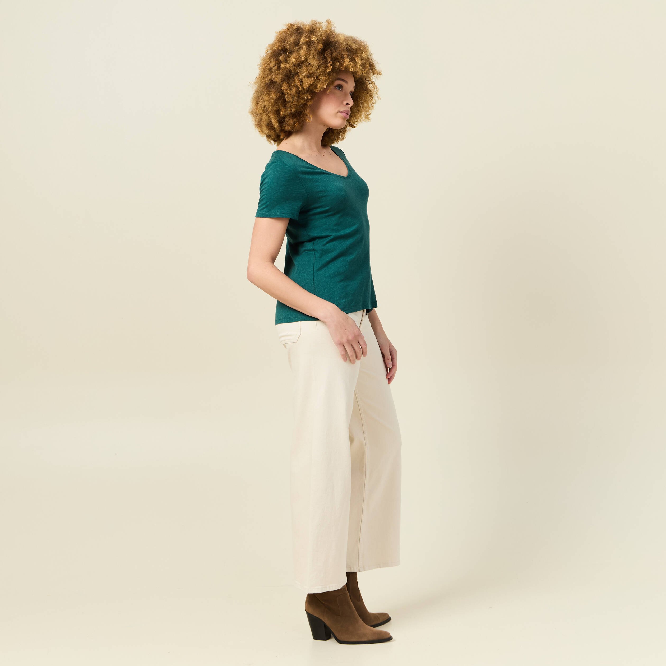 t shirt manches courtes vert canard femme T-shirt manches courtes vert canard femme
