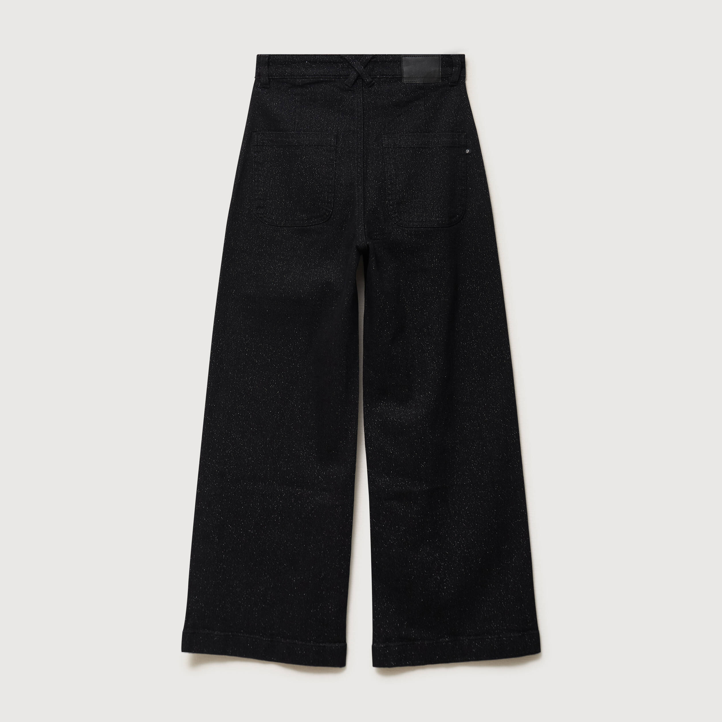 Jeans large taille haute denim noir femme