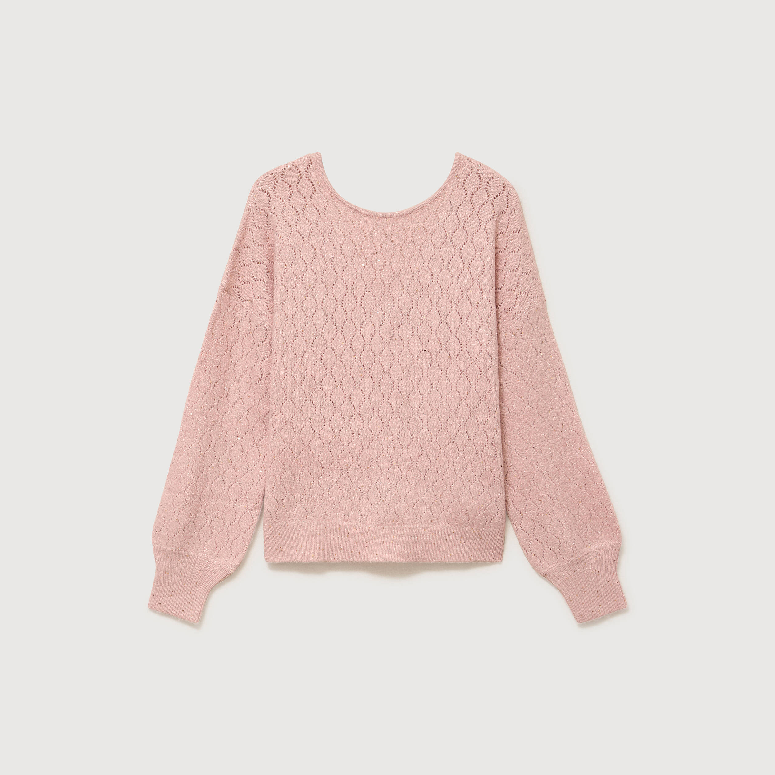 Pull oversize col v manches longues rose pastel femme