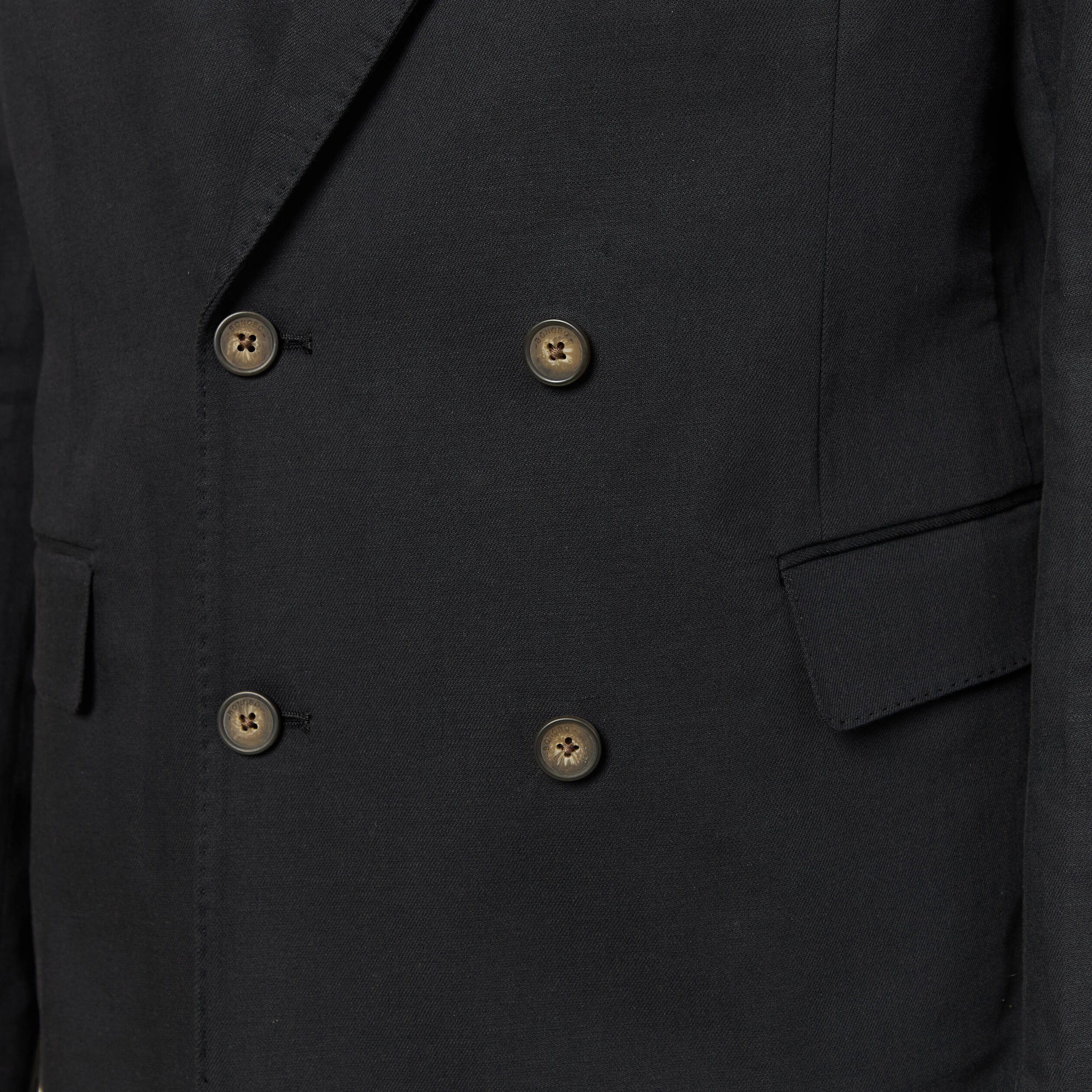Blazer cintr&eacute; manches longues doubl&eacute; noir homme