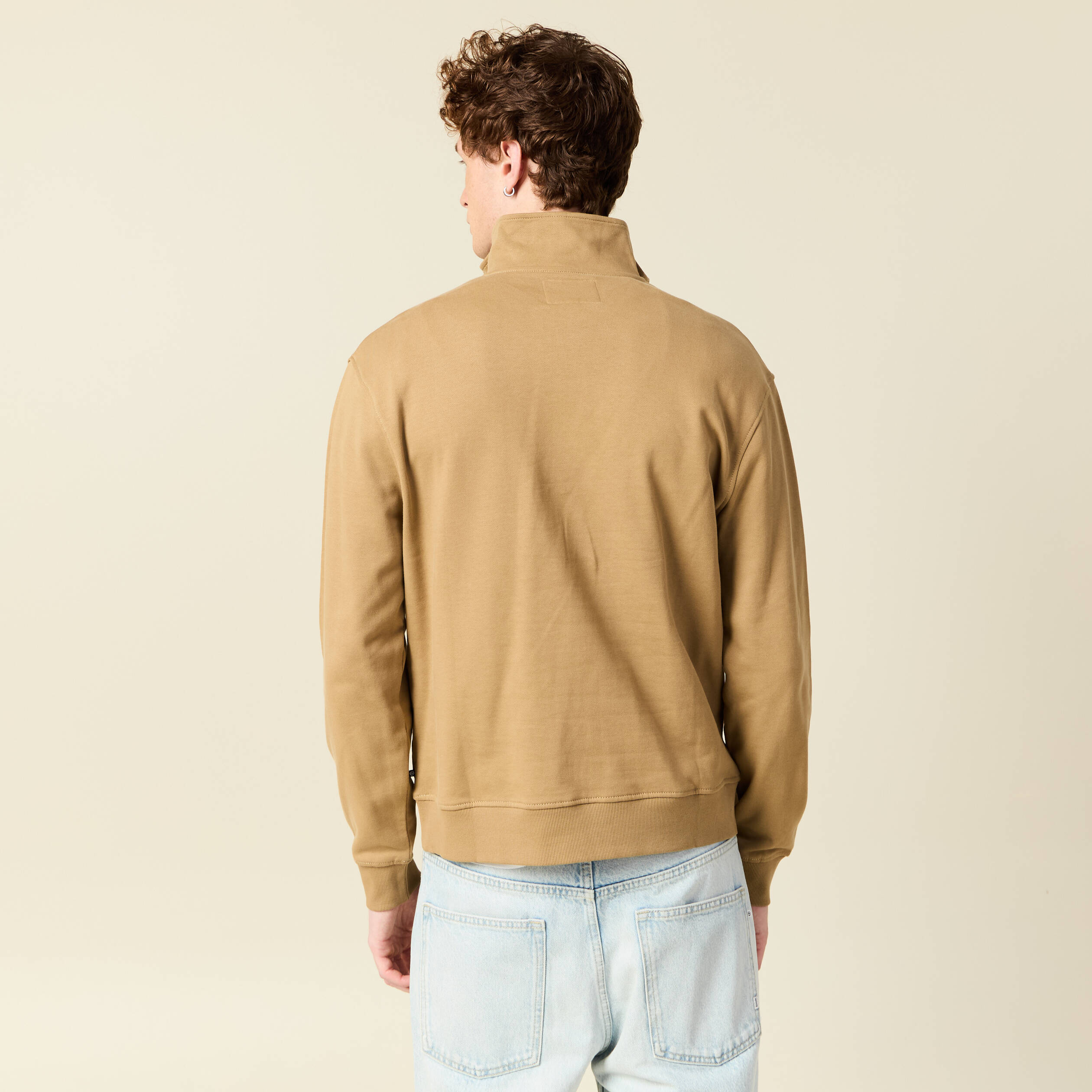 Sweat manches longues en coton beige homme