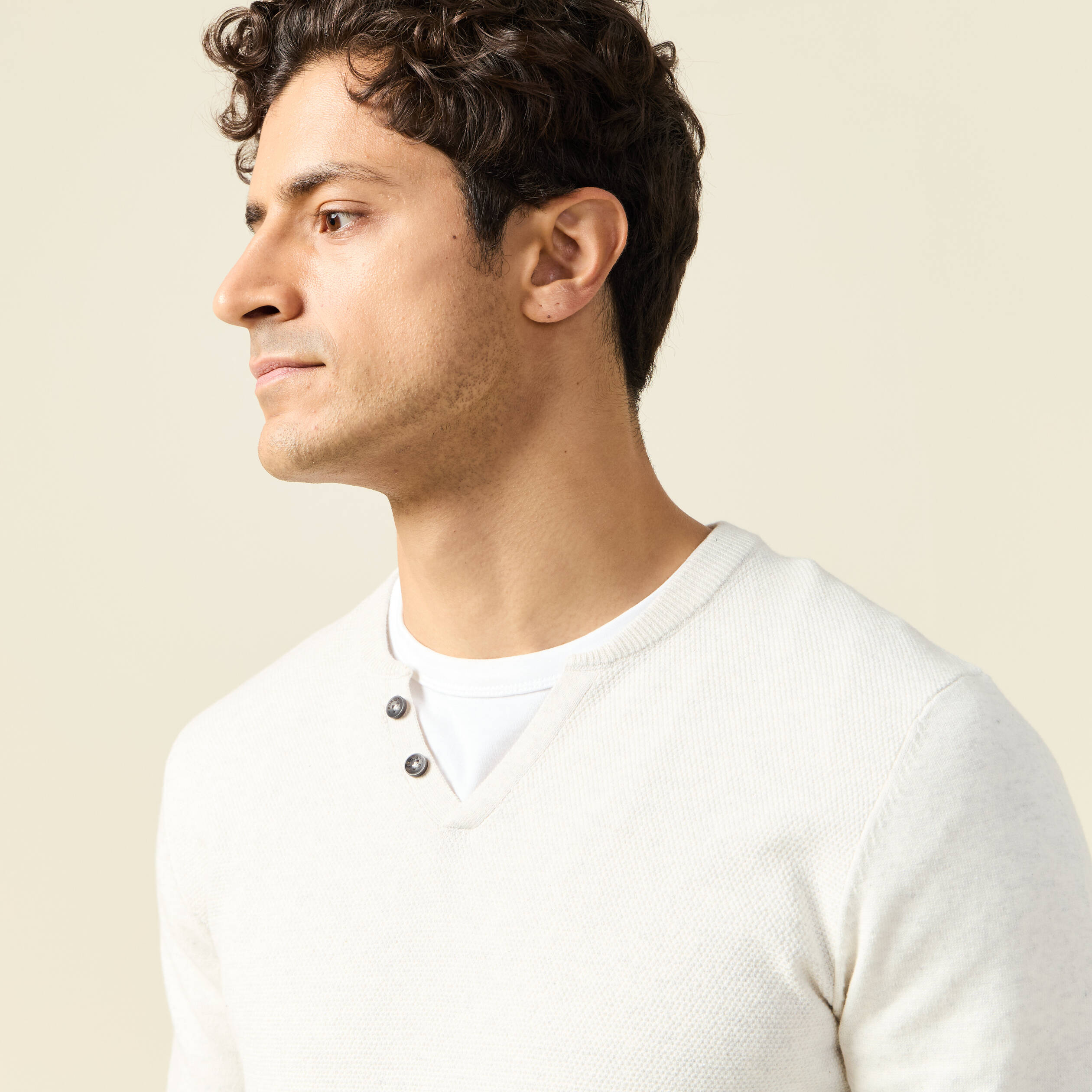 Pull manches longues ecru homme